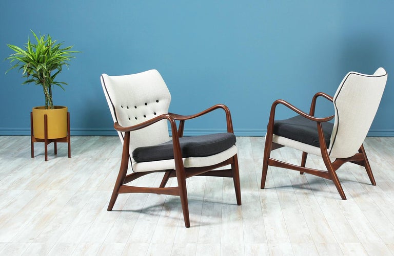 Rare Ib Madsen and Acton Schubell Wing Back Lounge Chairs for Schubell and Madsen at 1stDibs