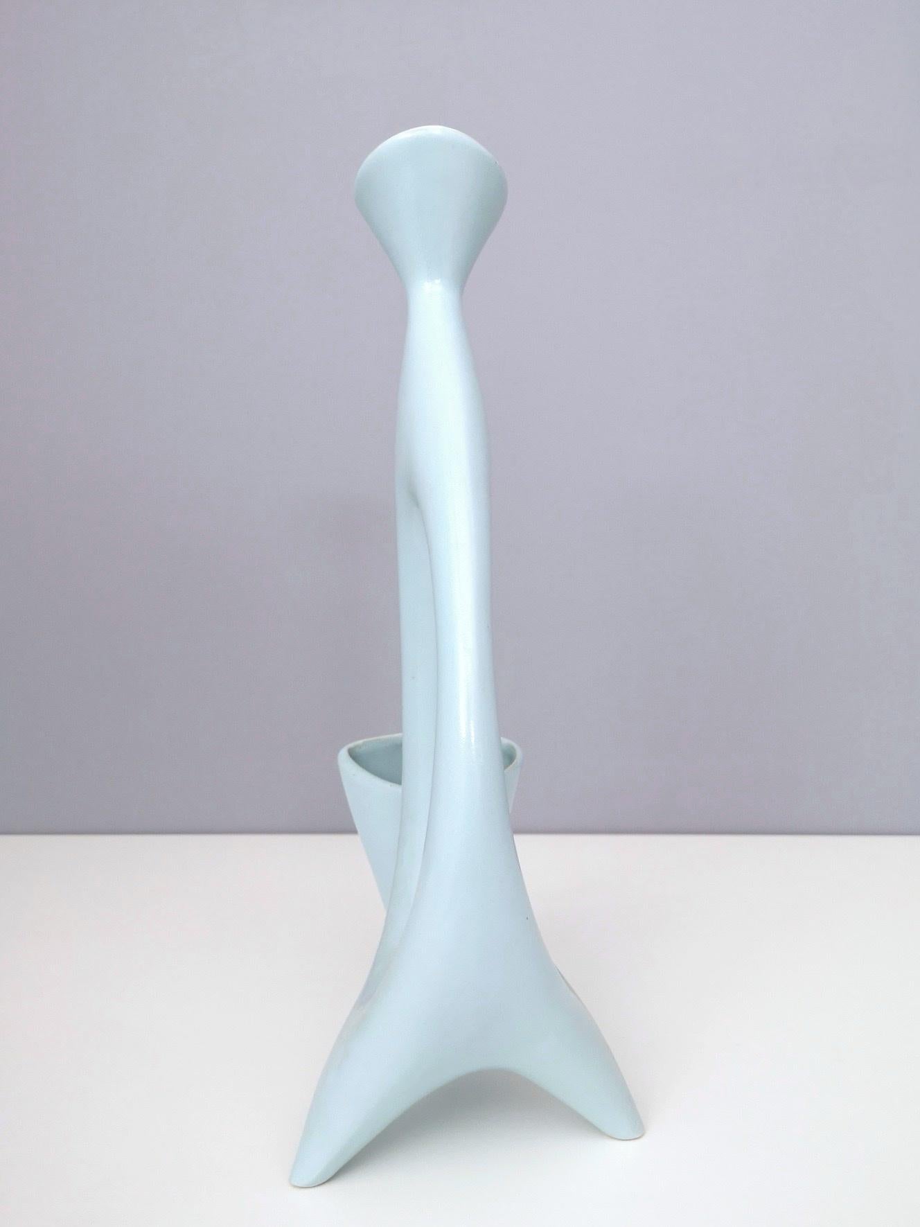 Rare Ice Blue Polished Ceramic Vase by Antonia Campi for Lavenia, Italy, 1950s 2
