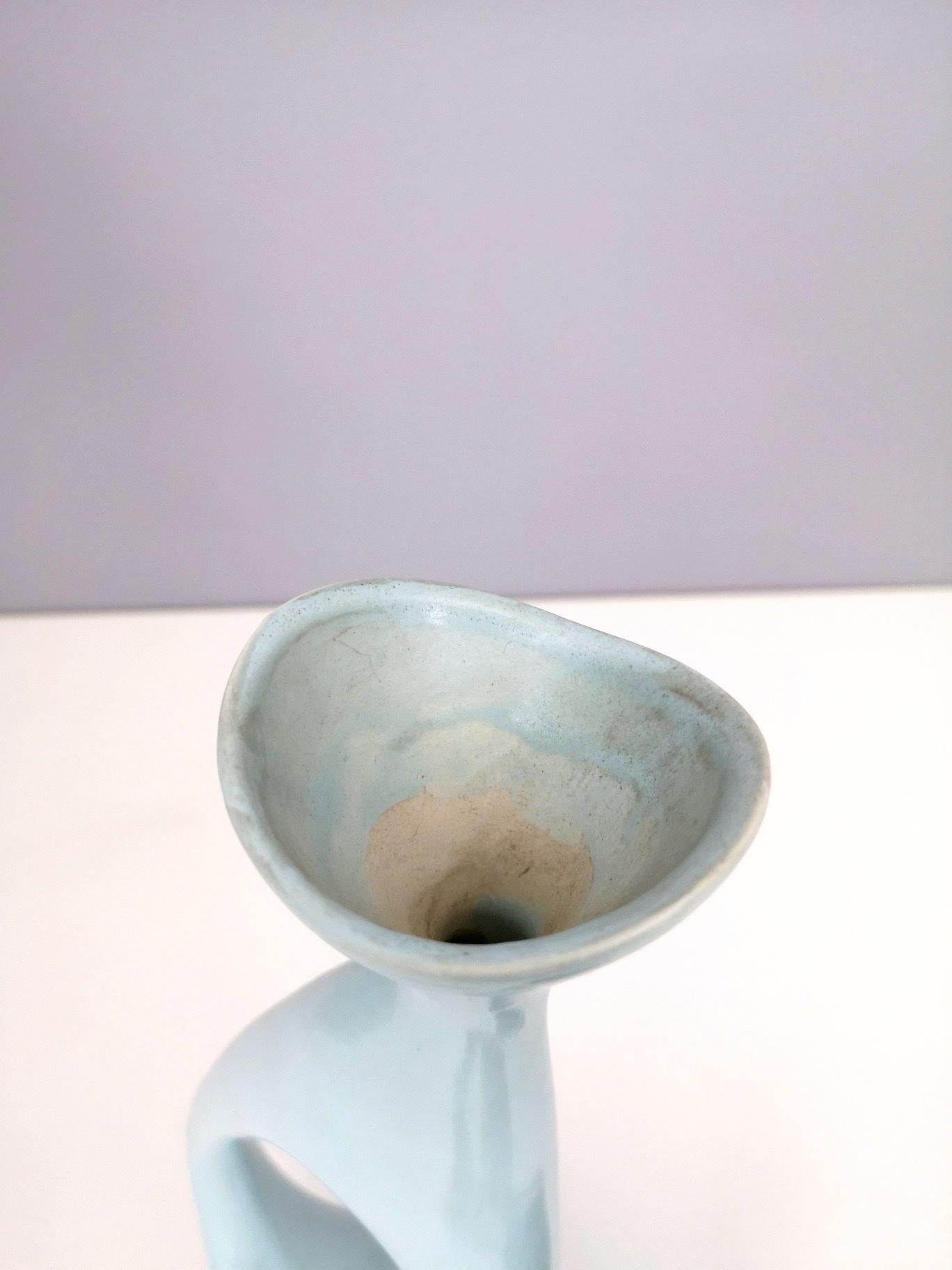 Rare Ice Blue Polished Ceramic Vase by Antonia Campi for Lavenia, Italy, 1950s 4