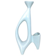 Rare Ice Blue Polished Ceramic Vase by Antonia Campi for Lavenia, Italy, 1950s