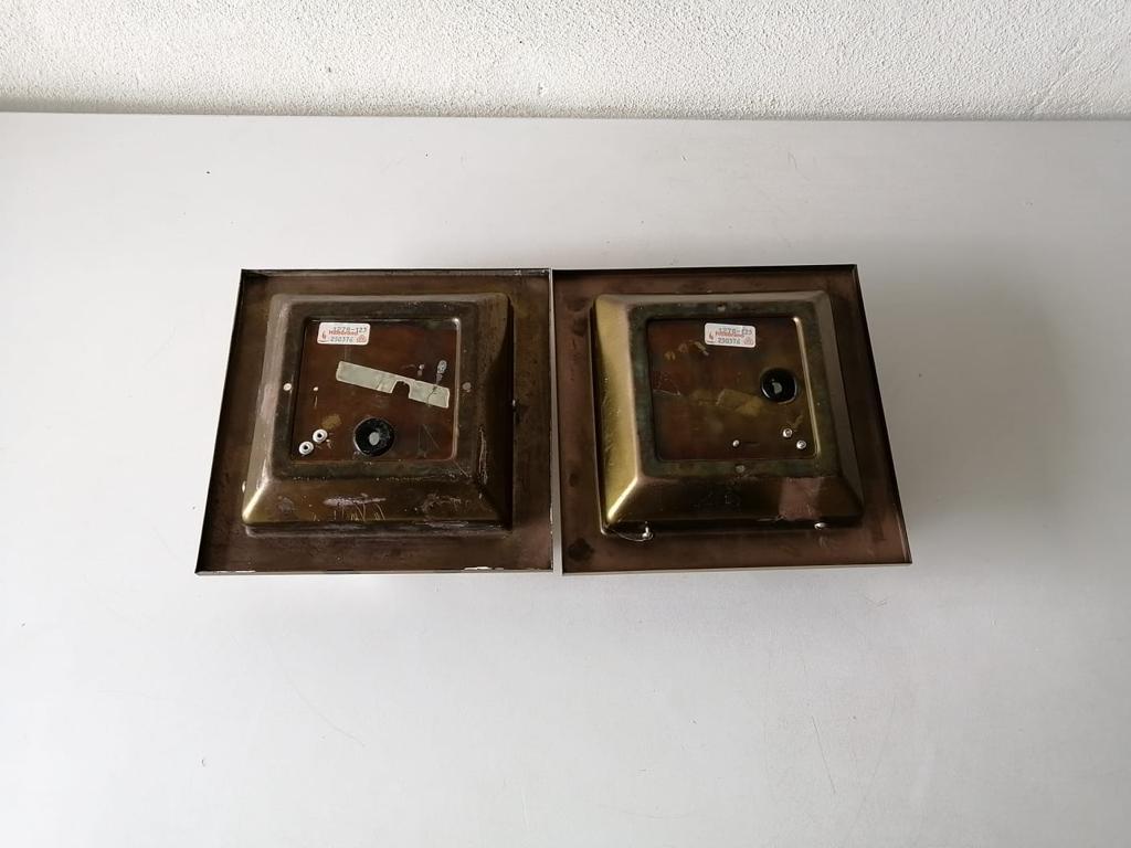 Rare Ice Glass & Brass Square Form Pair of Sconces by Hillebrand, 1960s, Germany 12