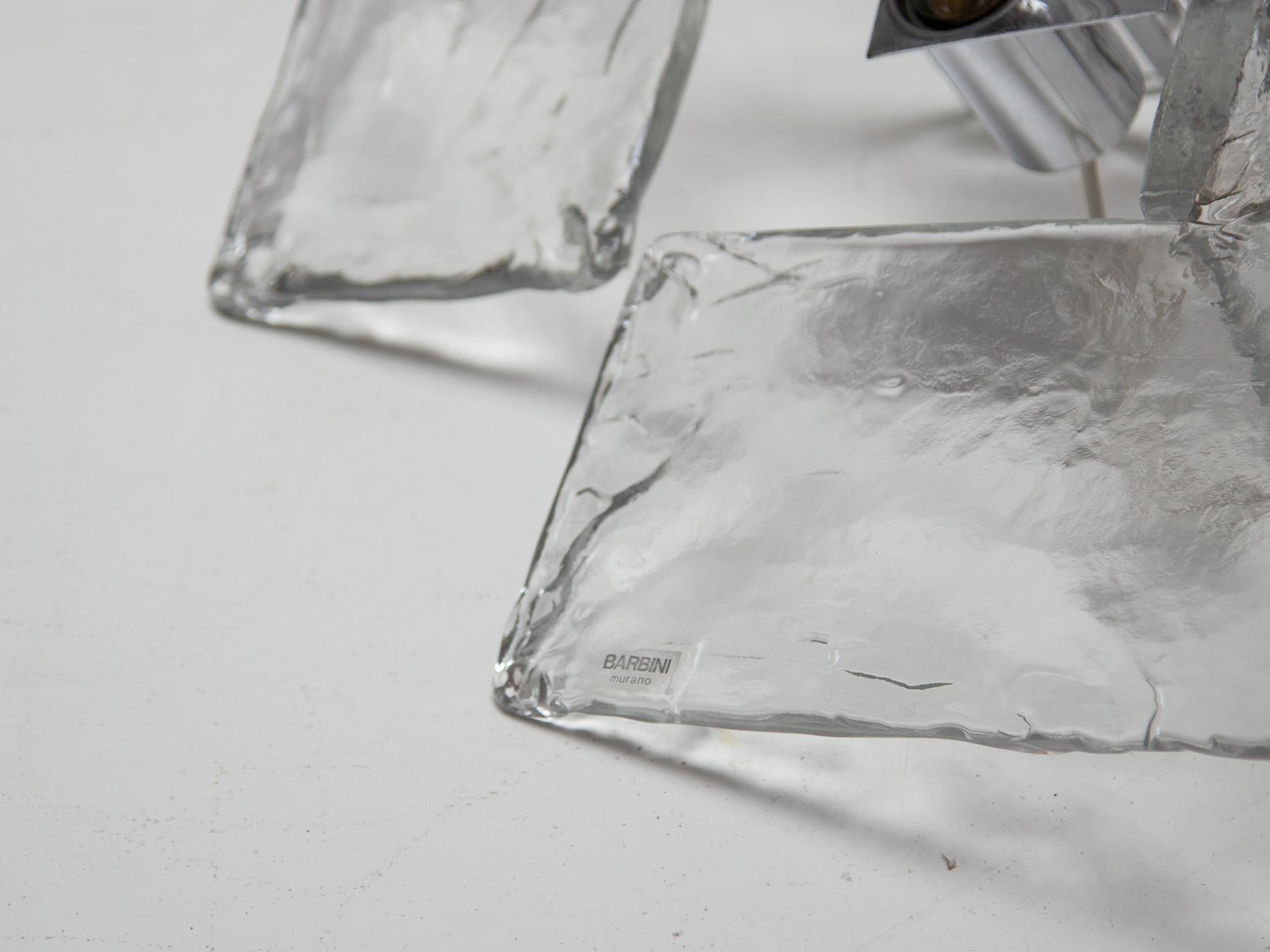 Rare Ice Glass Table Lamp by Alfredo Barbini  Murano Glass Venini, 1960s For Sale 3