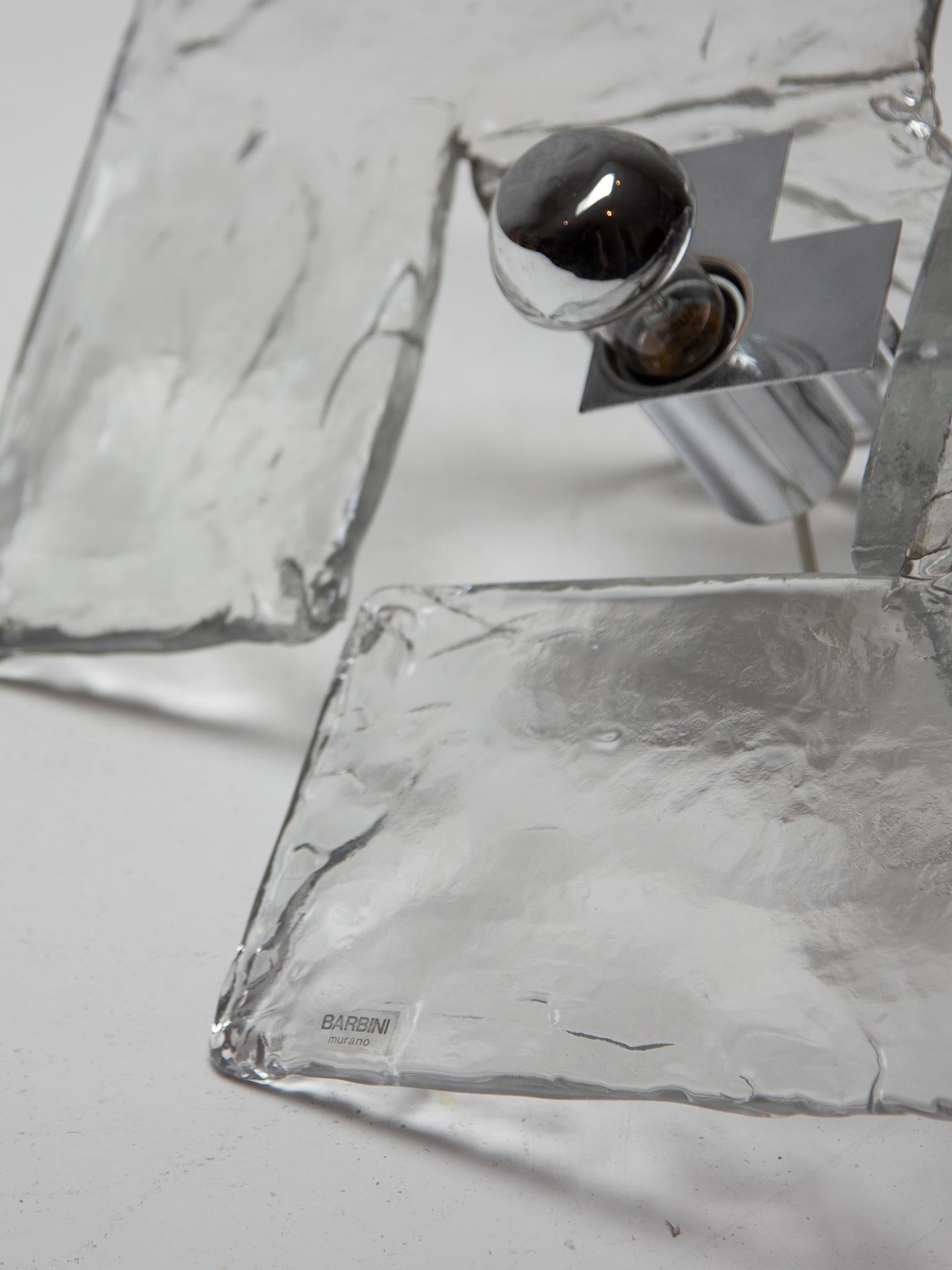 Rare Ice Glass Table Lamp by Alfredo Barbini  Murano Glass Venini, 1960s For Sale 4