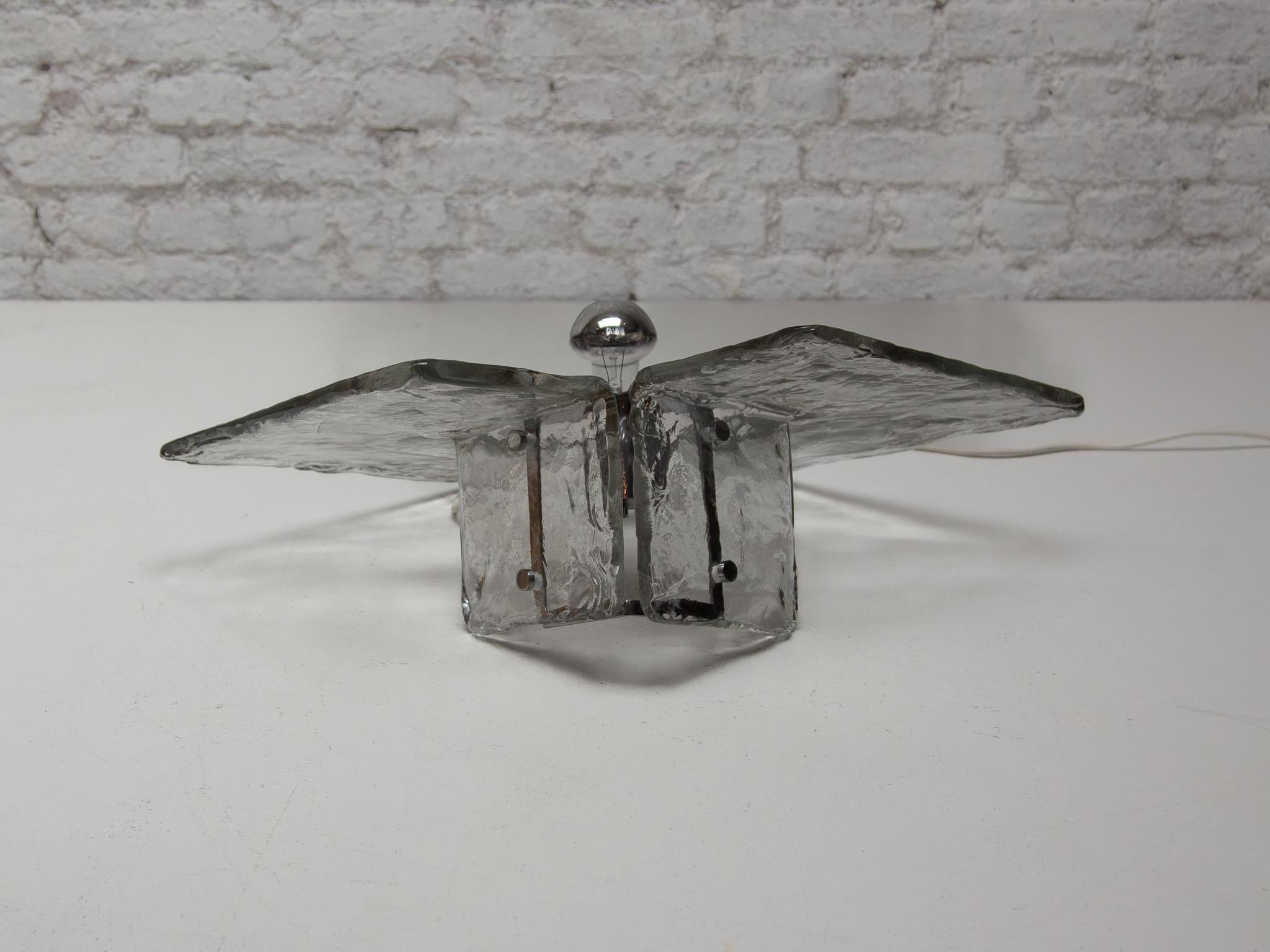 Rare Ice Glass Table Lamp by Alfredo Barbini  Murano Glass Venini, 1960s For Sale 1
