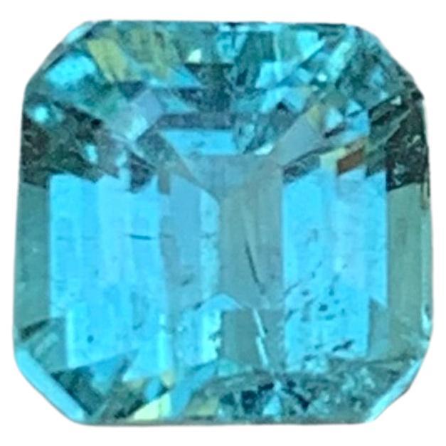 Contemporain Rare Ice Neon Blue Natural Tourmaline Gemstone, 1.65 Ct Emerald Cut-Ring Jewelry en vente