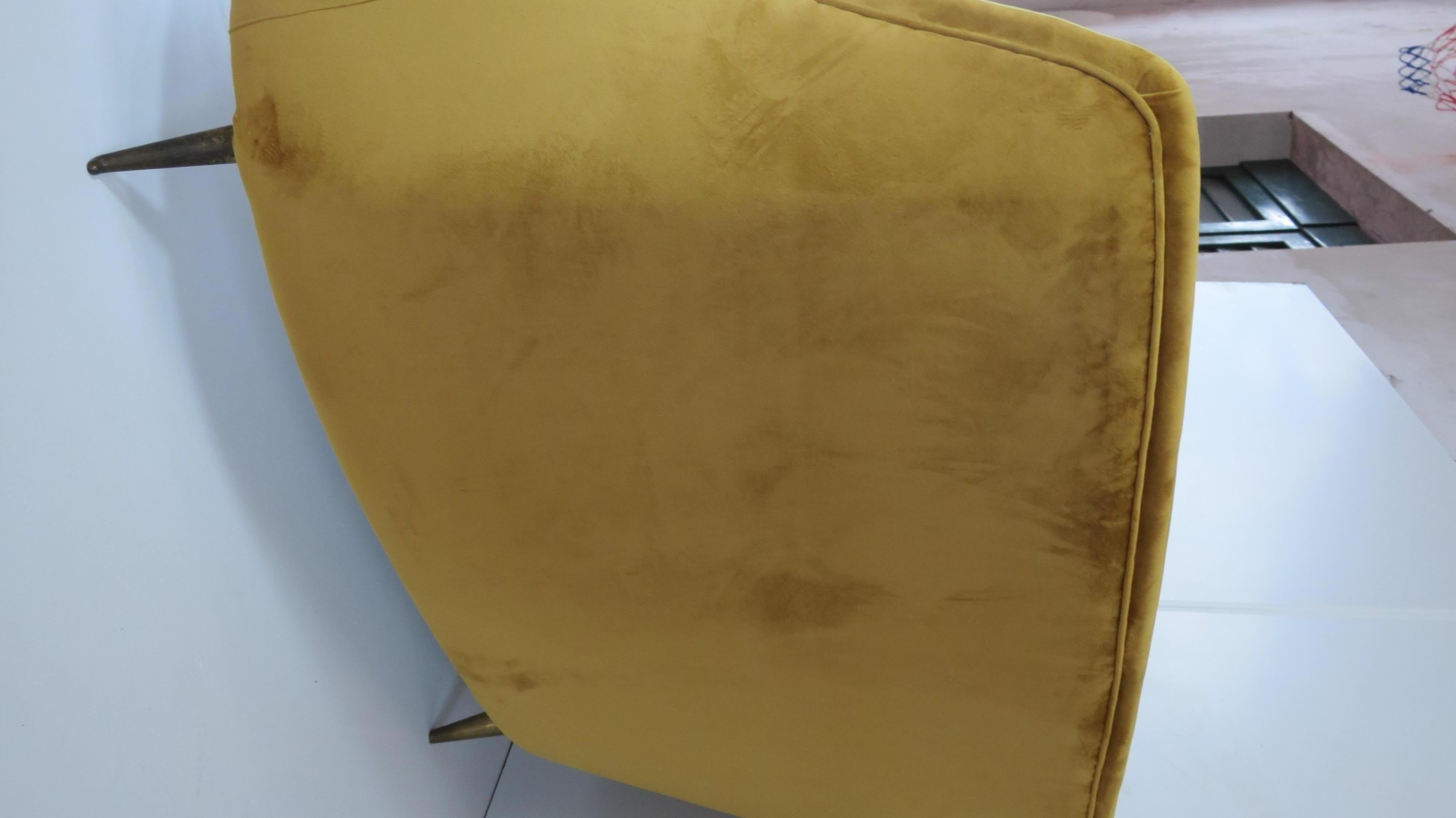 Rare Ico & Luisa Parisi Large Gold Yellow Velvet Curved Sofa by Isa, circa 1952 6