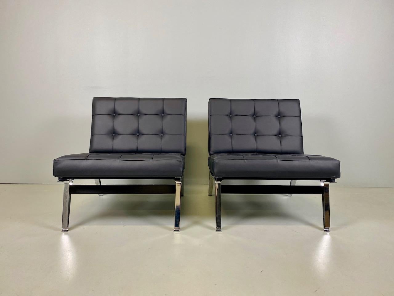 Italian Rare Ico Parisi '856' Leather Lounge Chairs, Cassina, 1957