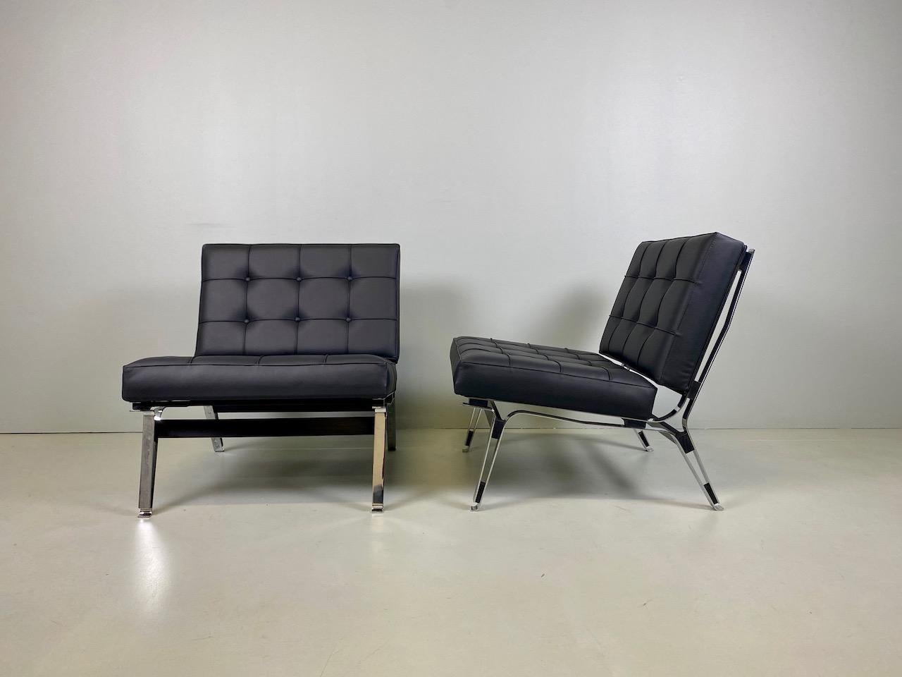 Rare Ico Parisi '856' Leather Lounge Chairs, Cassina, 1957 In Excellent Condition In Rovereta, SM