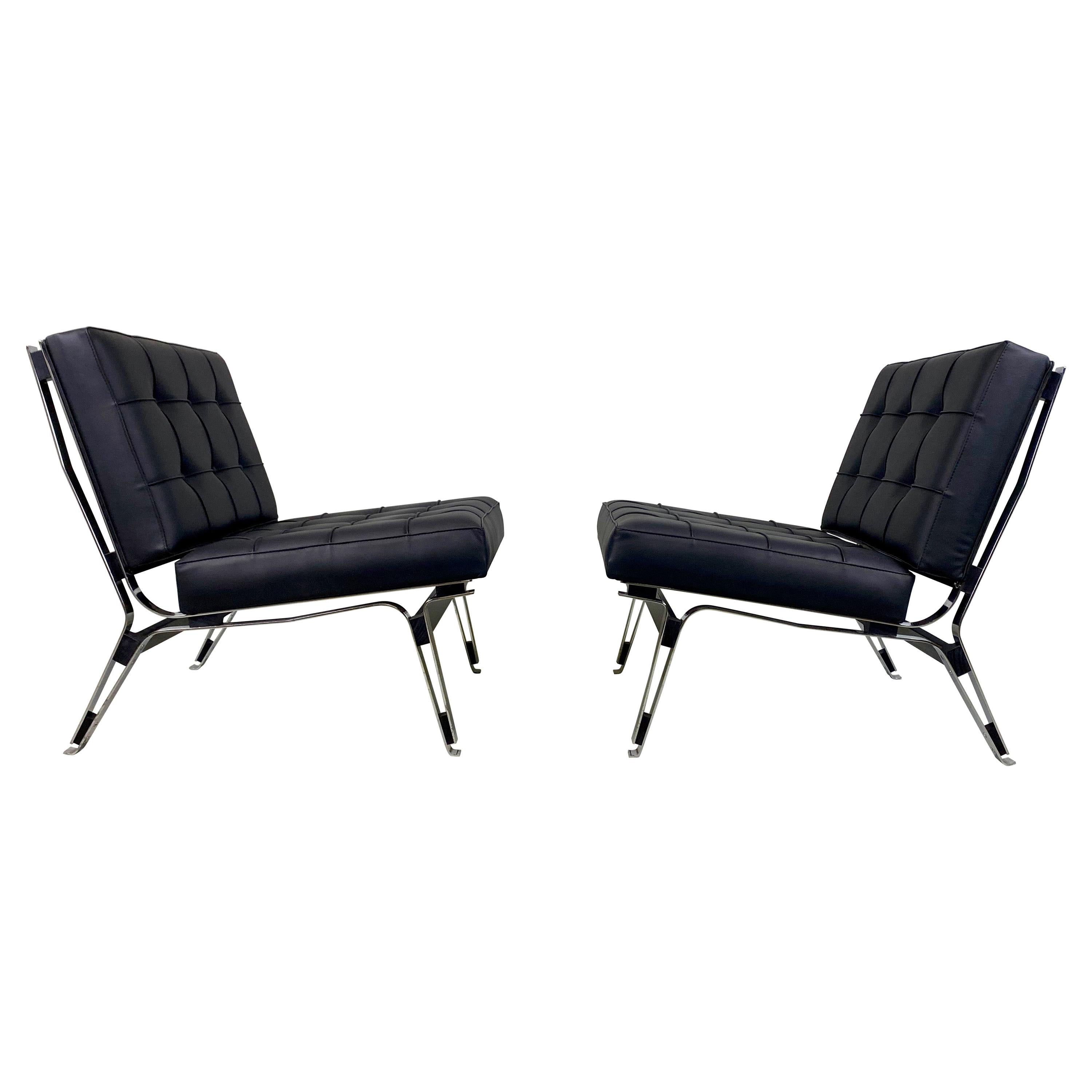 Rare Ico Parisi '856' Leather Lounge Chairs, Cassina, 1957