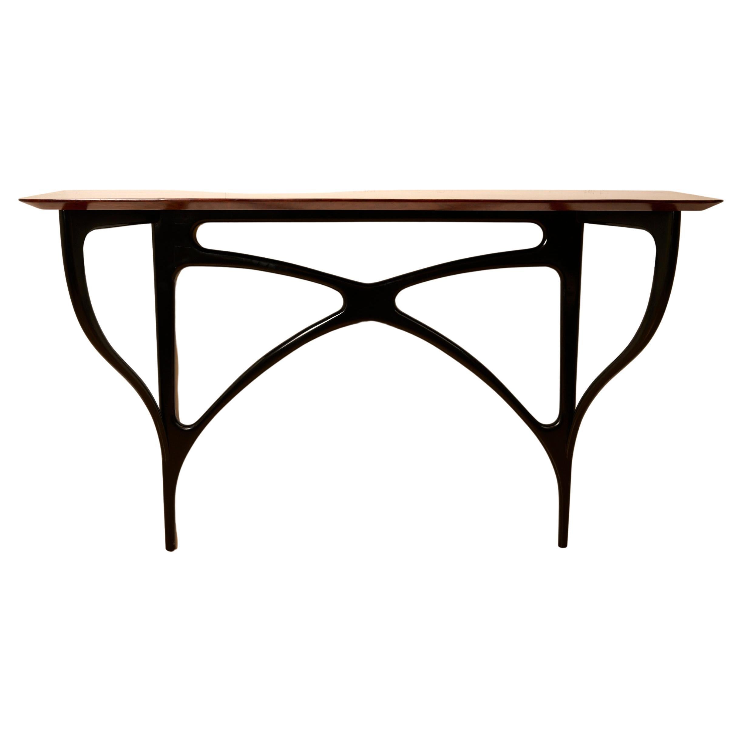 Rare Ico Parisi Console. Walnut and Ebonizsed Wood