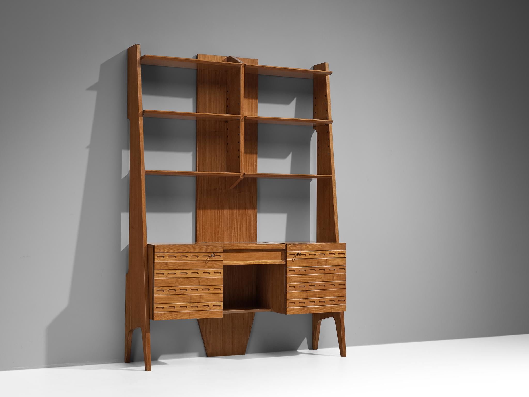 Mid-20th Century Rare Ico Parisi for Fratelli Rizzi Cabinet in Chestnut with Mirror For Sale