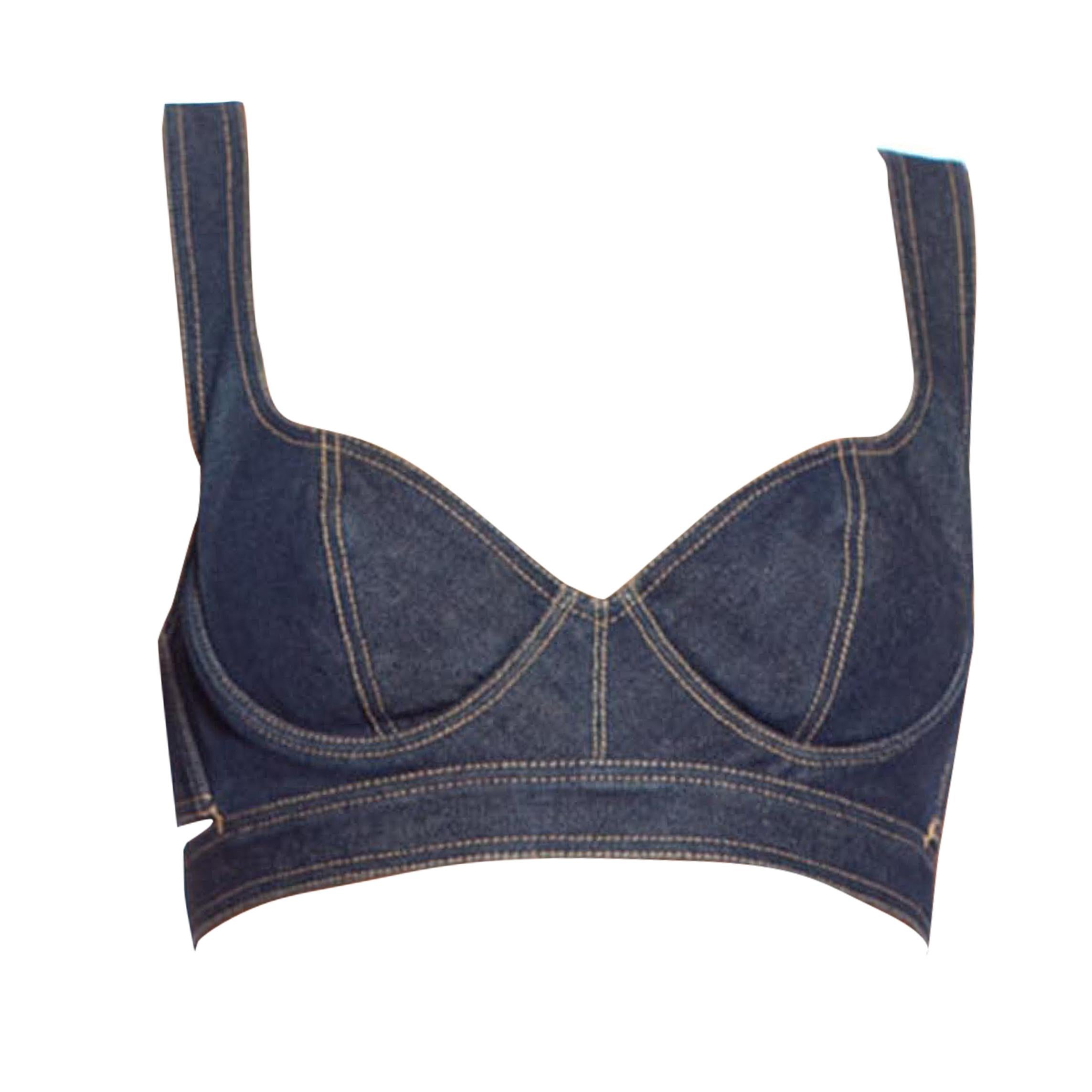 Rare Iconic 1980'S Alai Denim Jean Bra Top