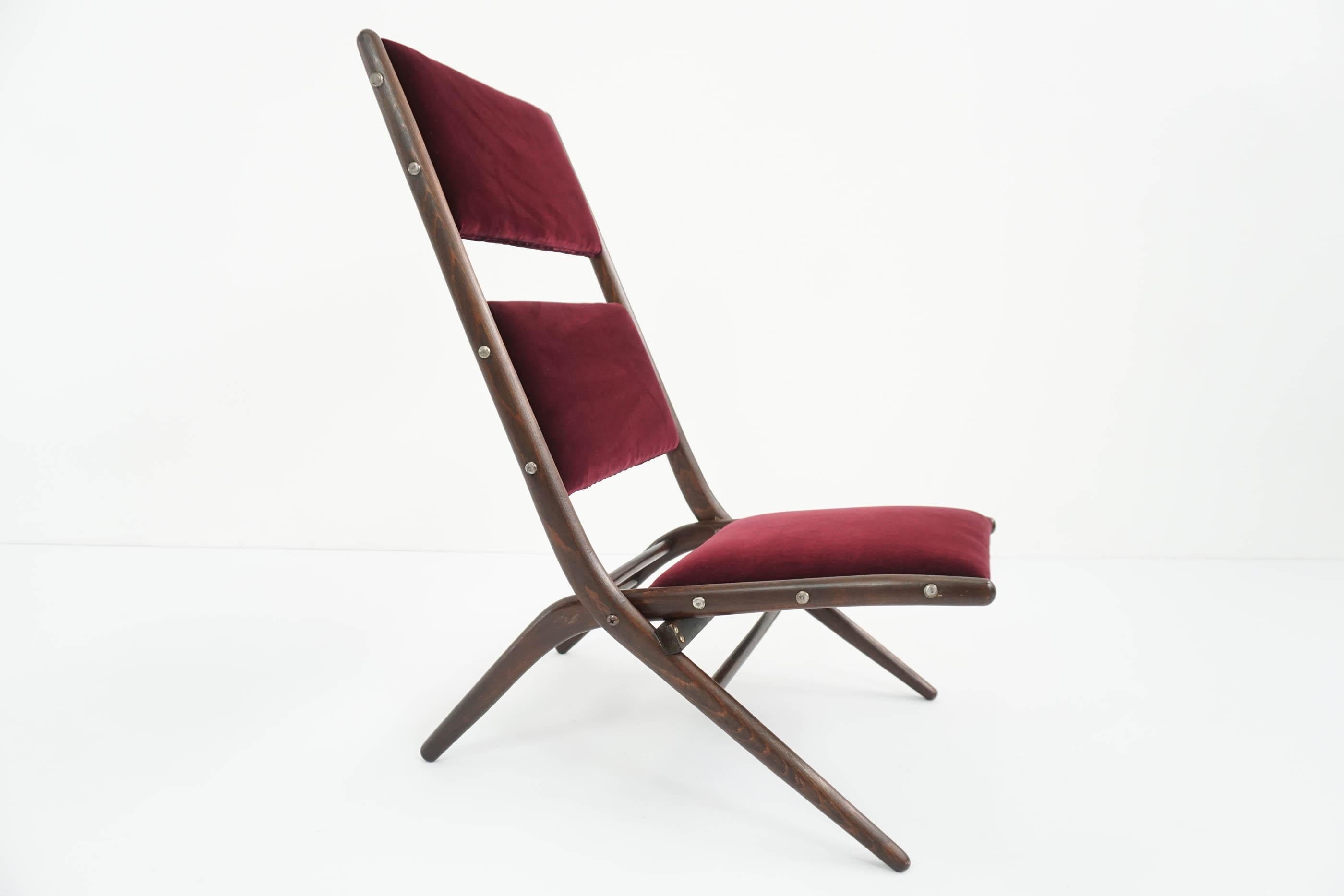 Mid-Century Modern Rare Iconic Augusto Romano Pliable Lounge Chairs Mod. Congo, 1950 Italy For Sale