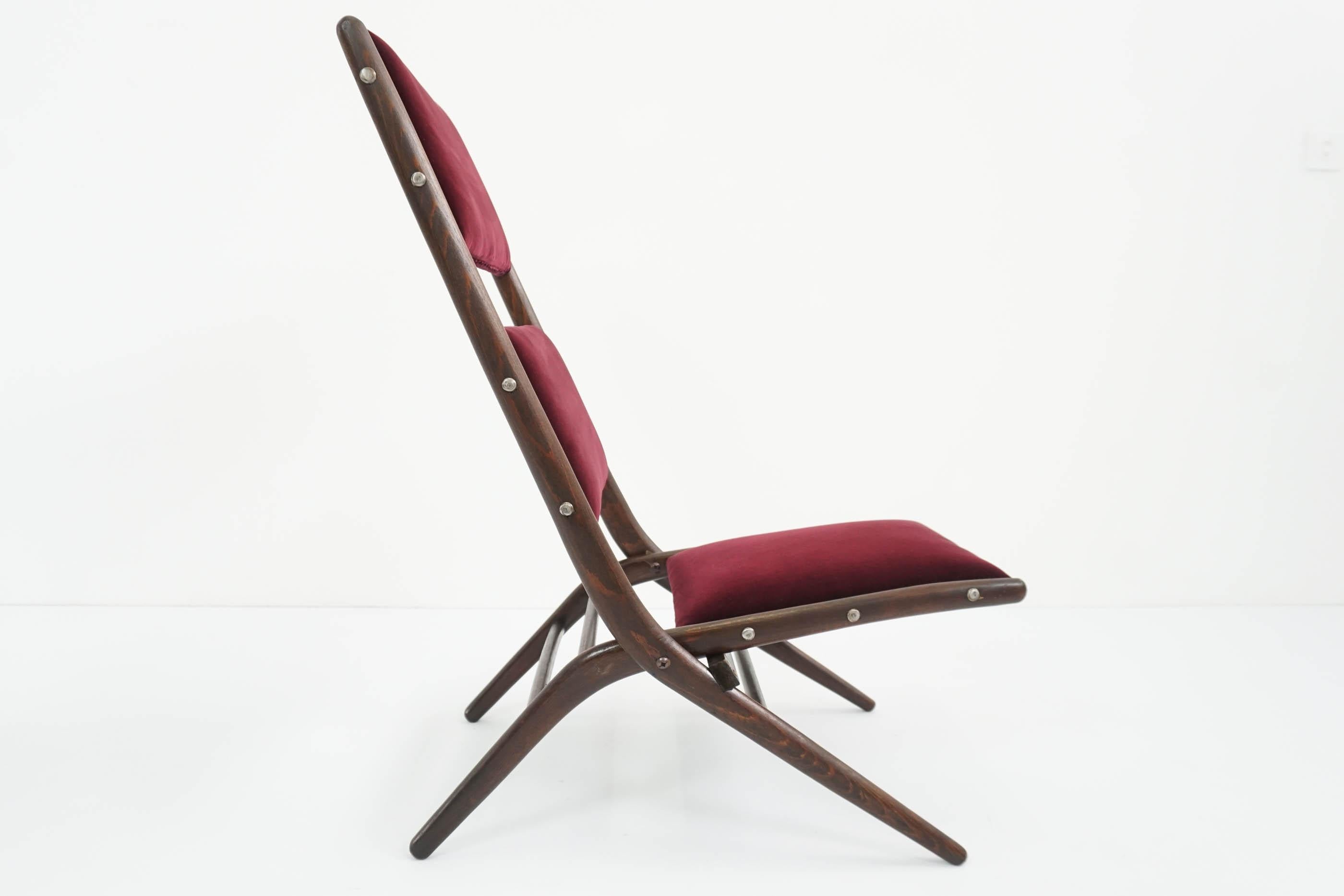 Italian Rare Iconic Augusto Romano Pliable Lounge Chairs Mod. Congo, 1950 Italy For Sale