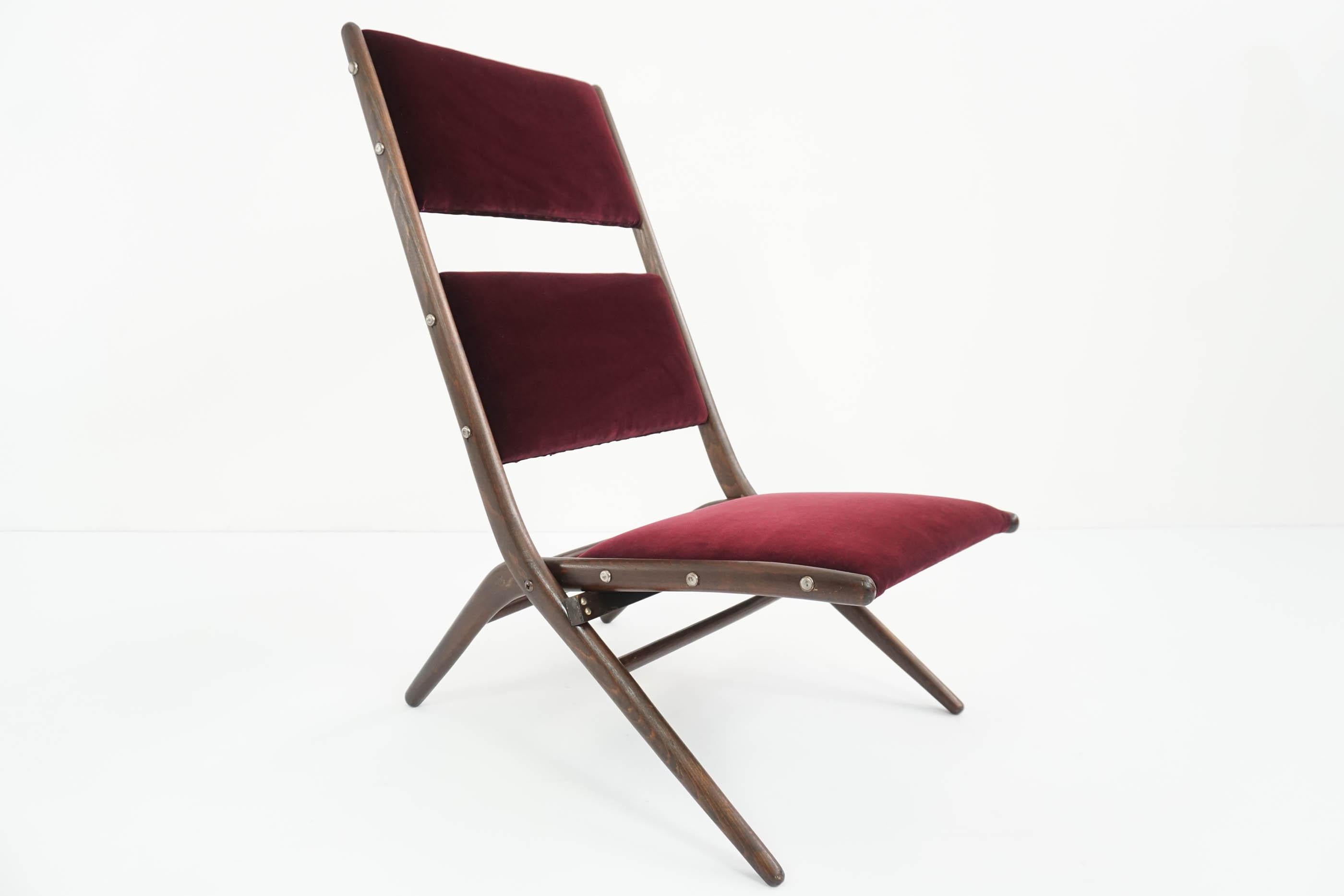 Rare Iconic Augusto Romano Pliable Lounge Chairs Mod. Congo, 1950 Italy In Good Condition For Sale In Morbio Inferiore, CH