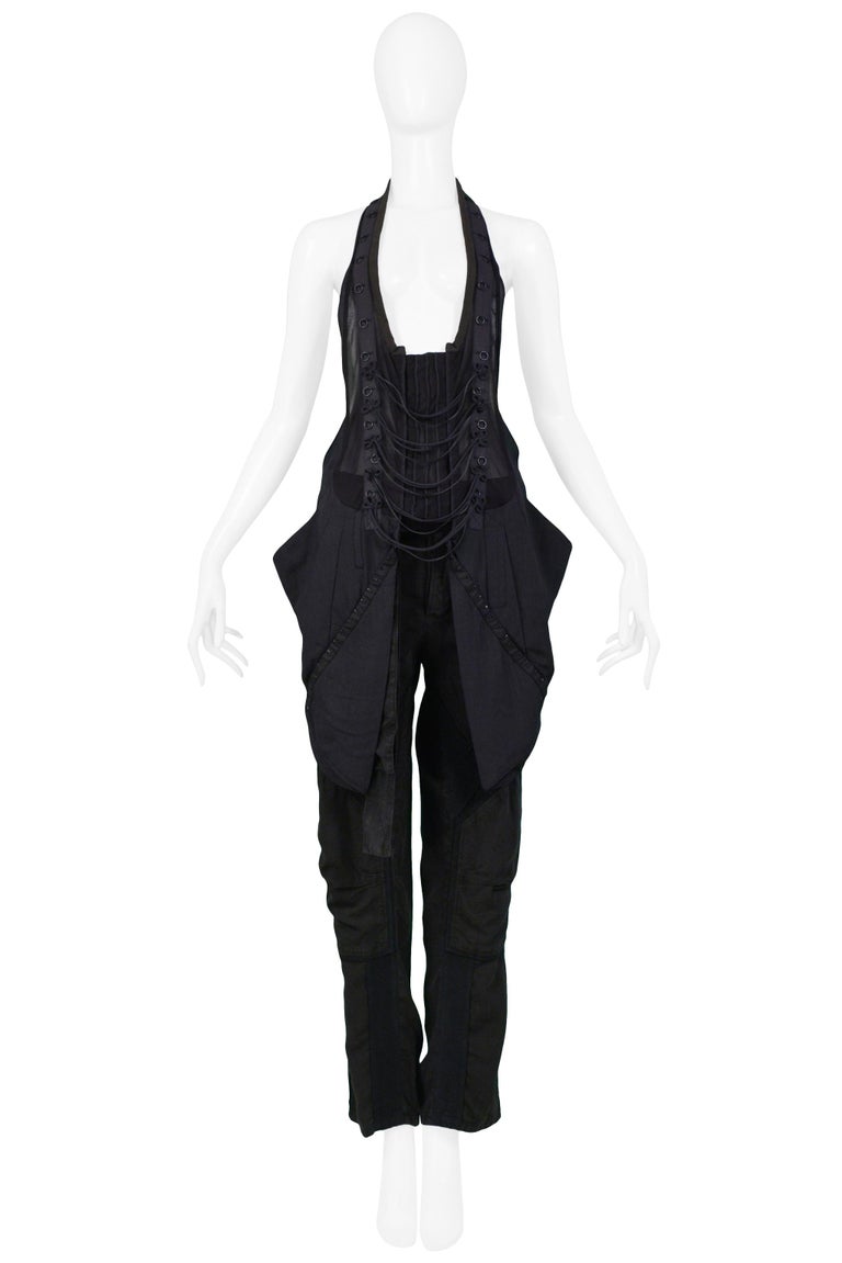 Black Rare & Iconic Balenciaga by Nicolas Ghesquiere Corset Vest Top 2002 For Sale
