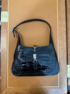 Seltene kultige Gucci Jackie in glänzendem Krokodilleder von Tom Ford aus den frühen 2000er Jahren