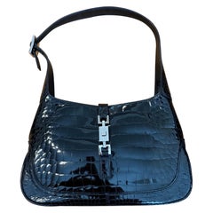 Seltene kultige Gucci Jackie in glänzendem Krokodilleder von Tom Ford aus den frühen 2000er Jahren