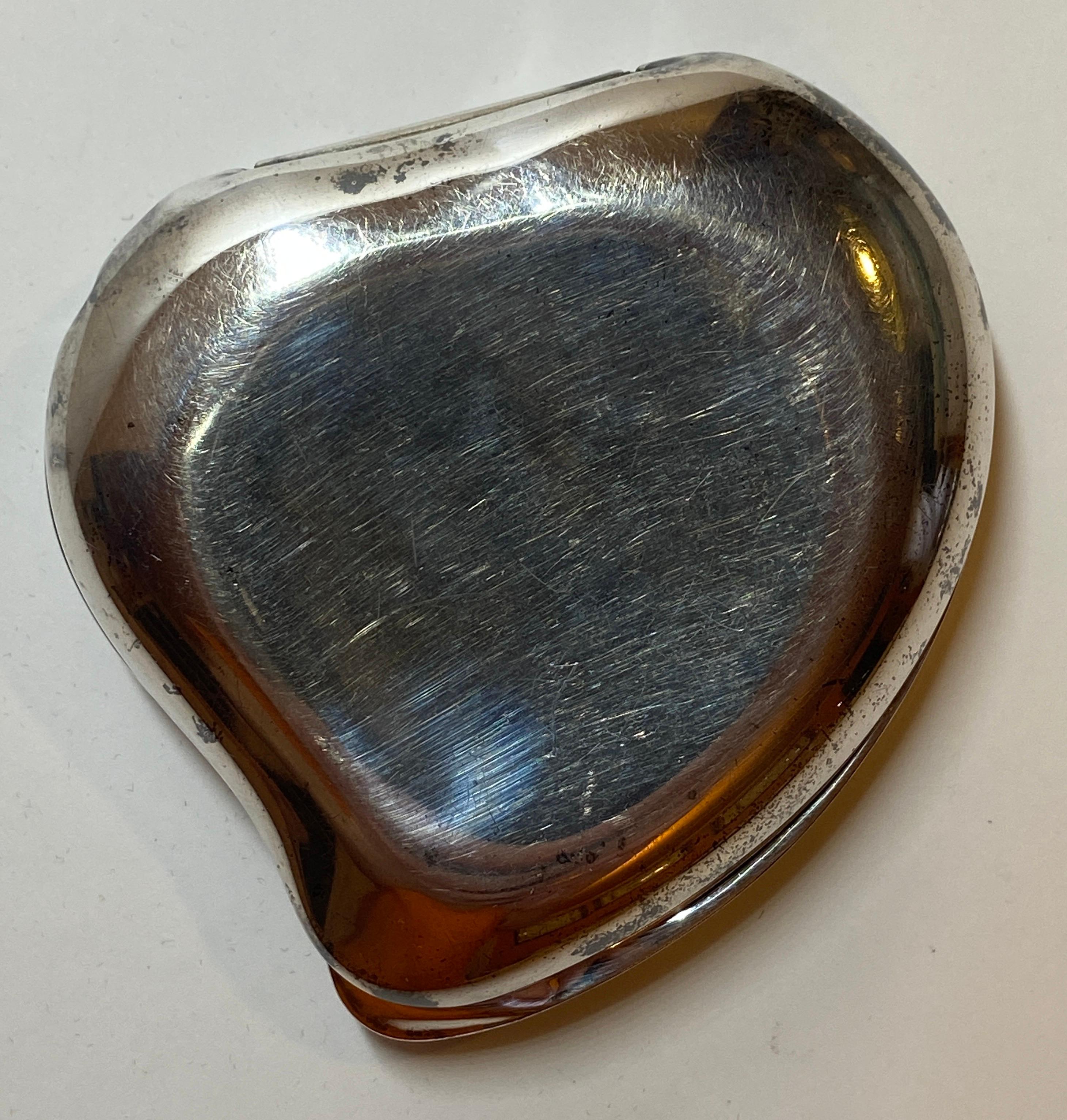 Rare Iconic Signature Halston Sterling Silver Compact Designed by Elsa Peretti In Fair Condition For Sale In New York, NY