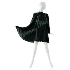 Rare Iconic Thierry Mugler Silk Signature Cape Dress FW 1981 Collection