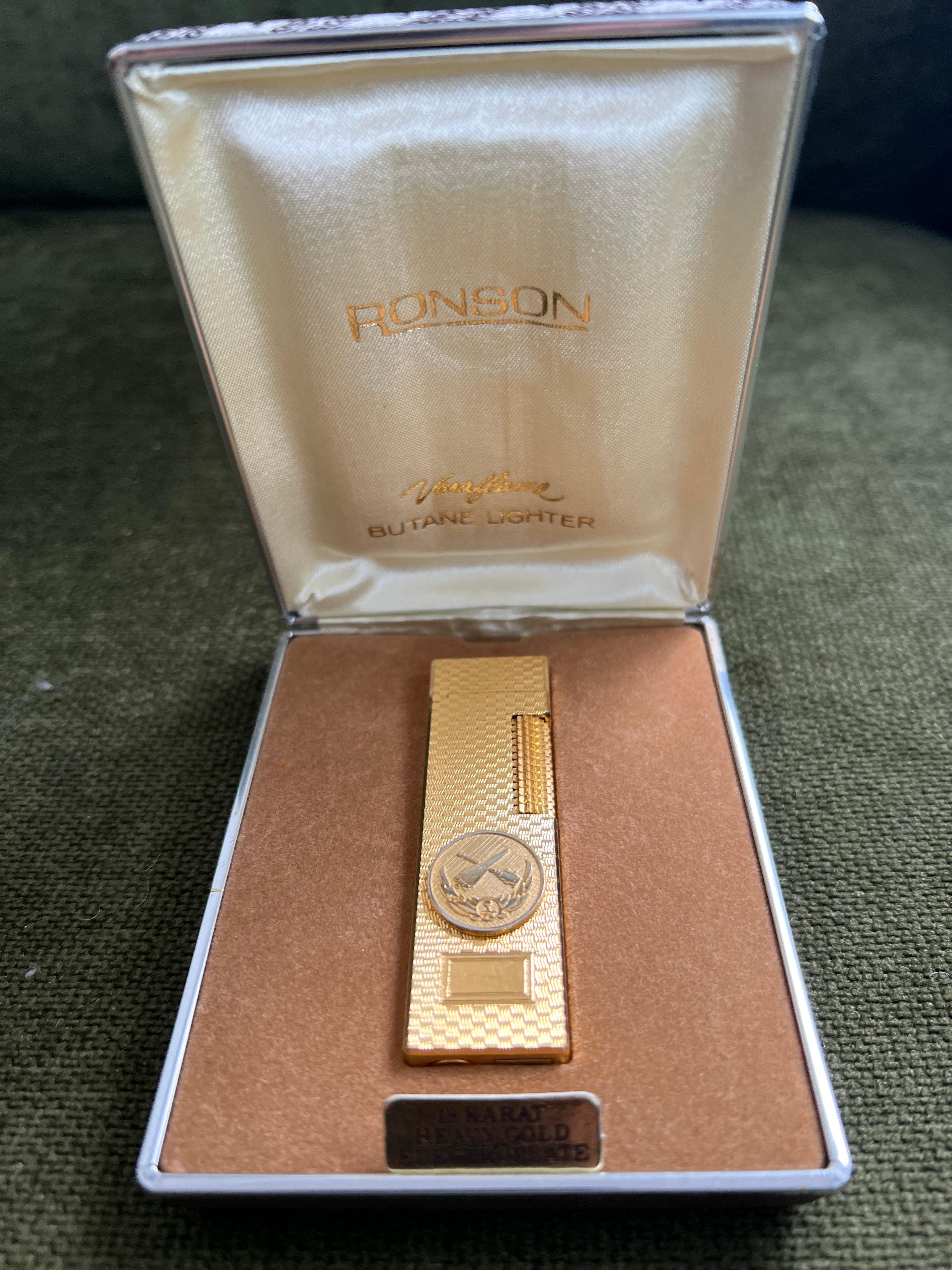Rare Briquet Iconique Vintage et Edition Spéciale Elegant Ronson Plaqué Or 18K 3