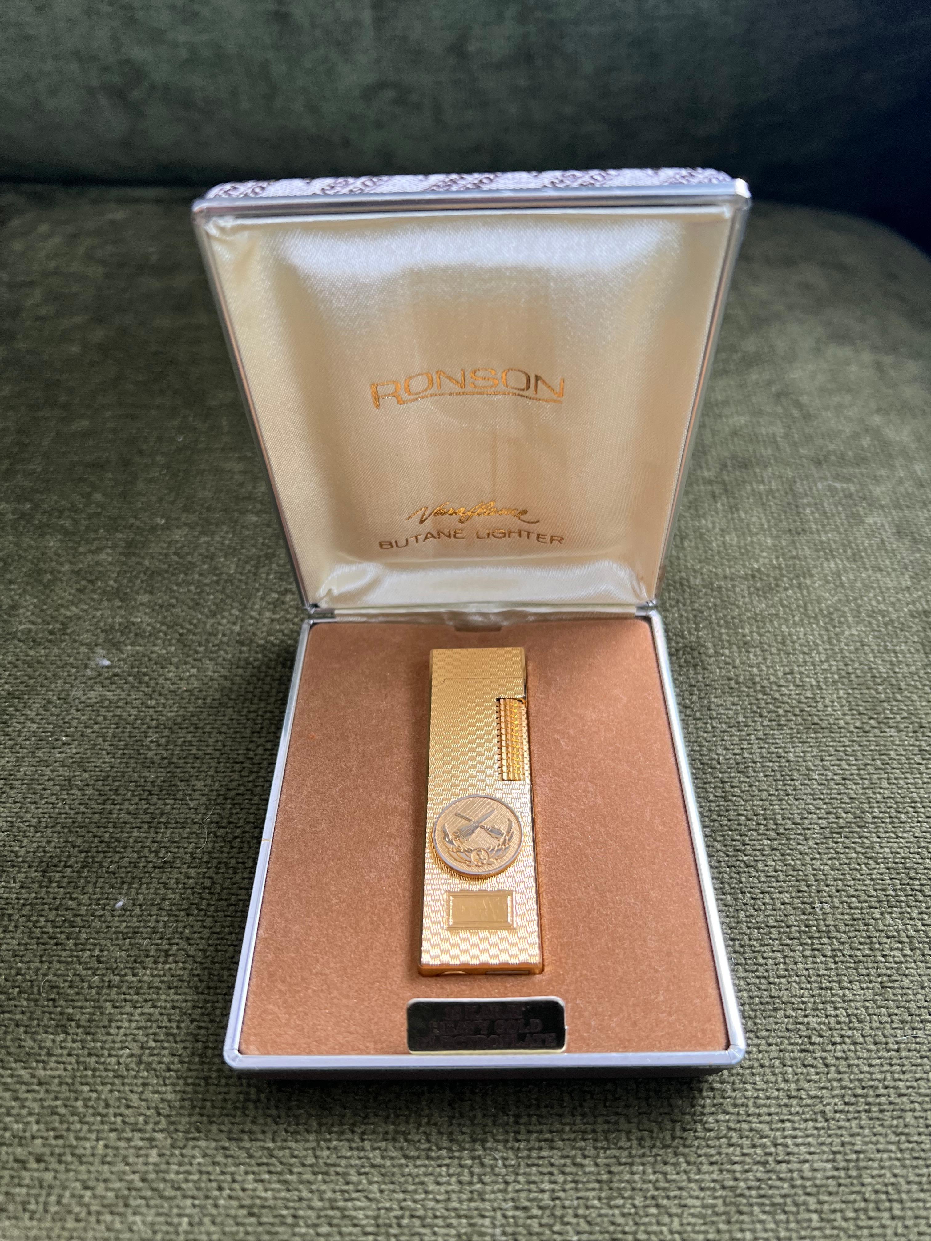 Rare Briquet Iconique Vintage et Edition Spéciale Elegant Ronson Plaqué Or 18K 4