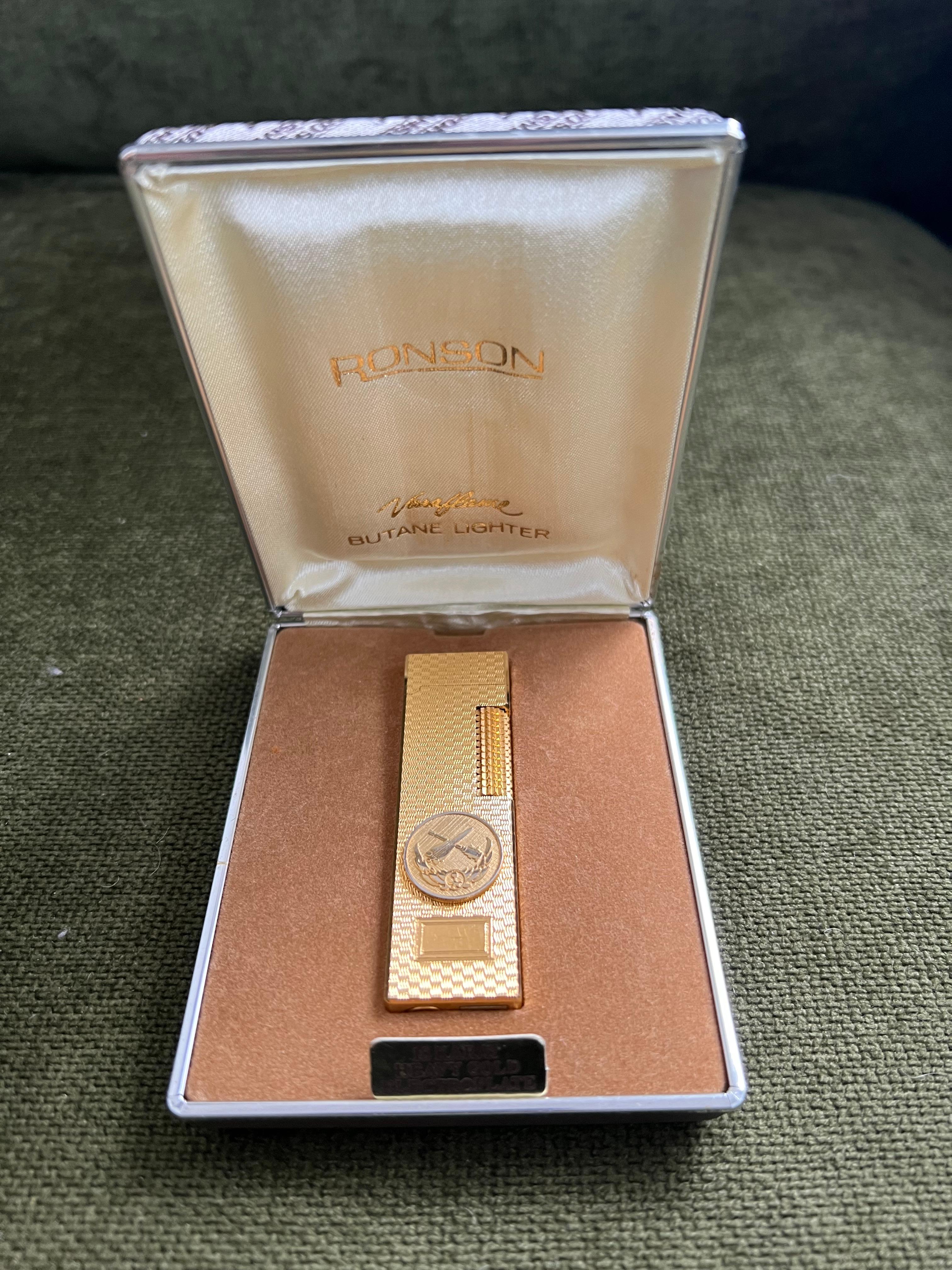 Rare Briquet Iconique Vintage et Edition Spéciale Elegant Ronson Plaqué Or 18K 5