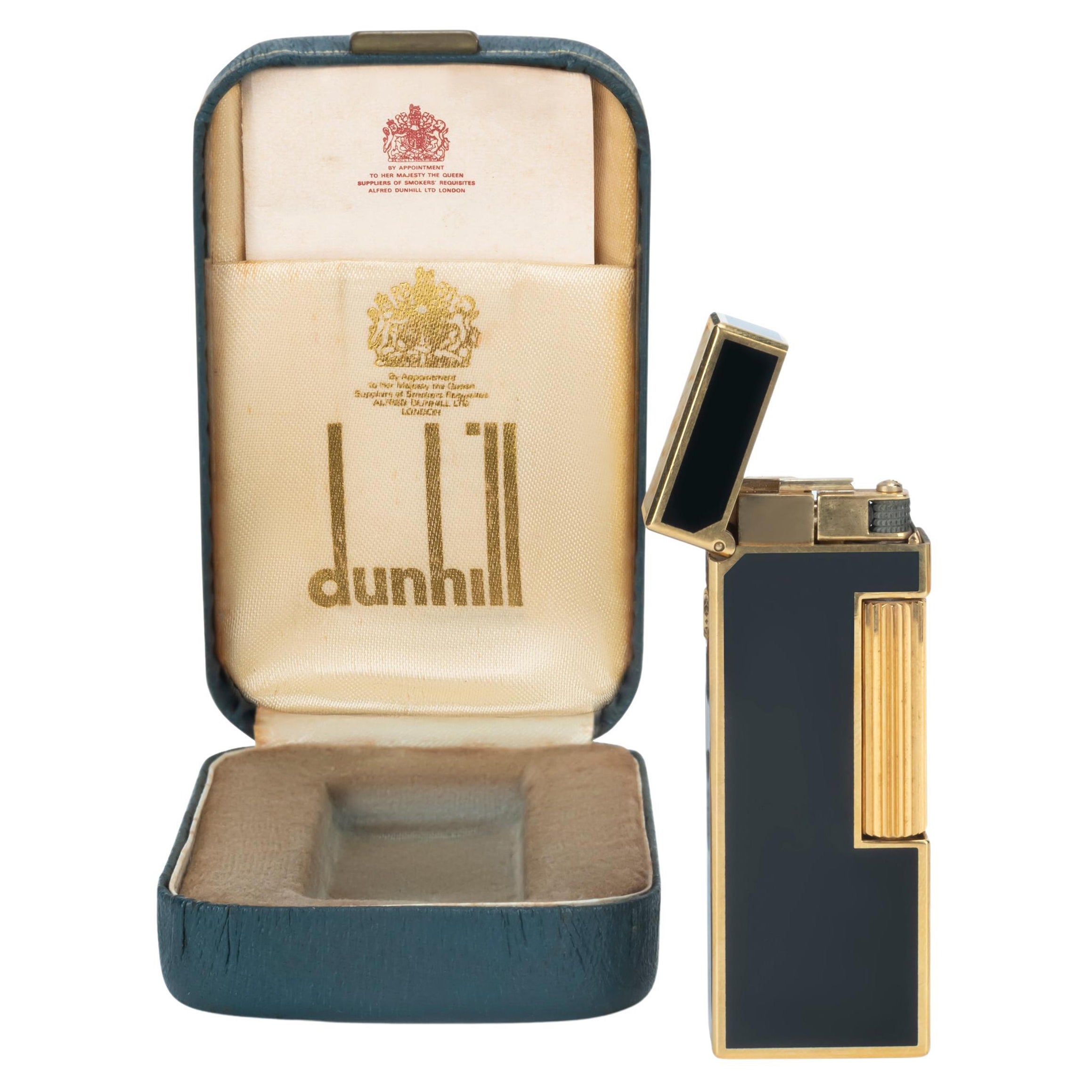 Rare Iconic Vintage Dunhill Gold Plated and Black Lacquer Swiss Made Lighter
