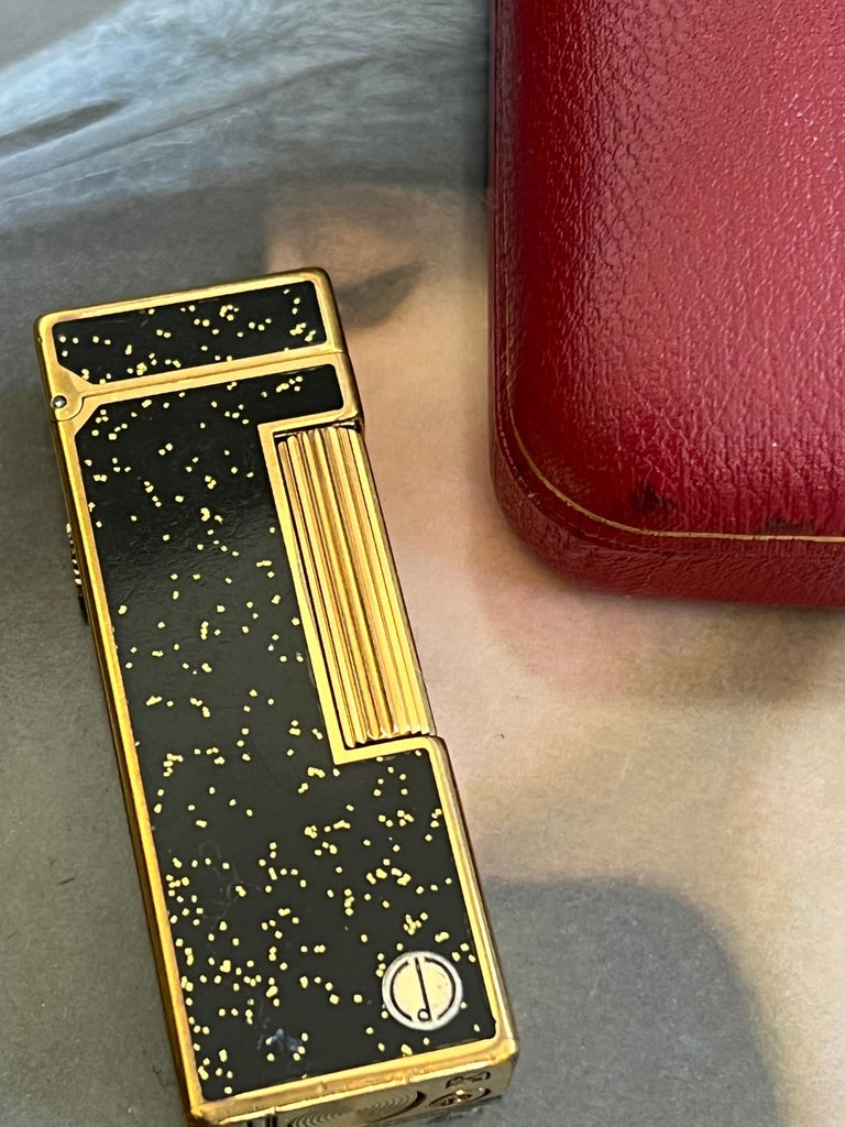 Rare Iconic Vintage Dunhill Gold Plated and Black Lacquer with Gold ...