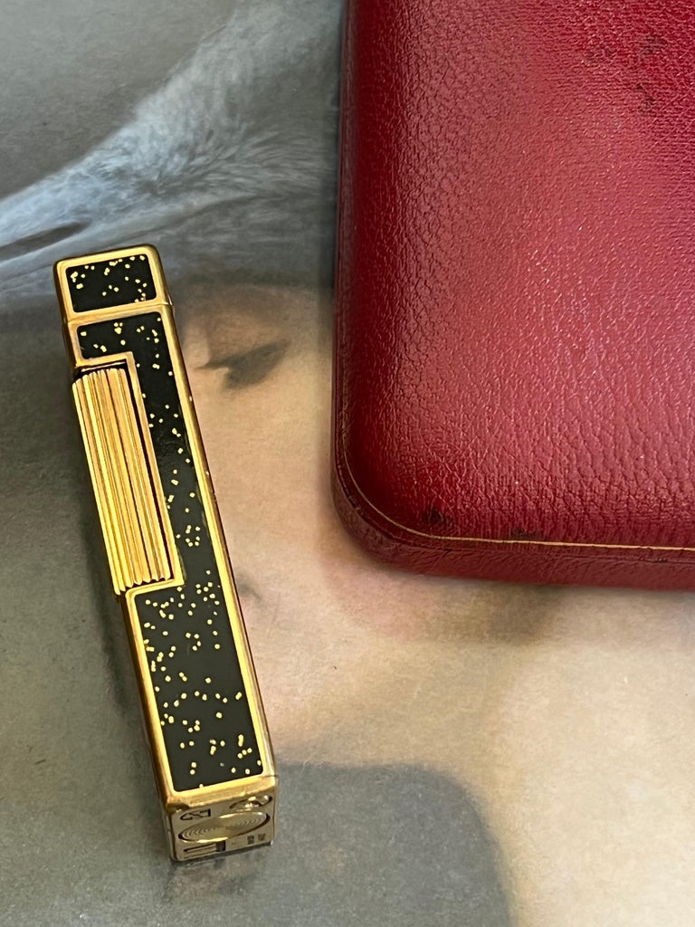 Rare Iconic Vintage Dunhill Gold Plated and Black Lacquer with Gold ...