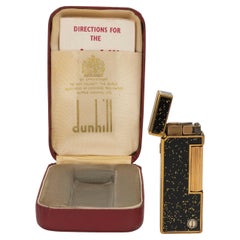 Rare Iconic Vintage Dunhill Gold Plated & Black Lacquer with Gold Flakes