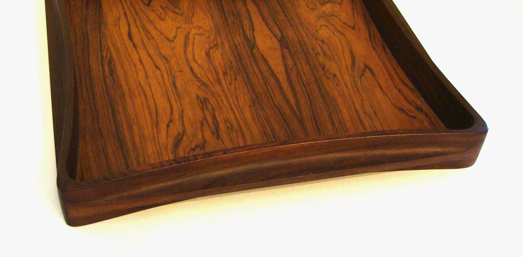 Rare IHQ/Dansk Sculpted Rosewood Tray In Excellent Condition For Sale In Lambertville, NJ