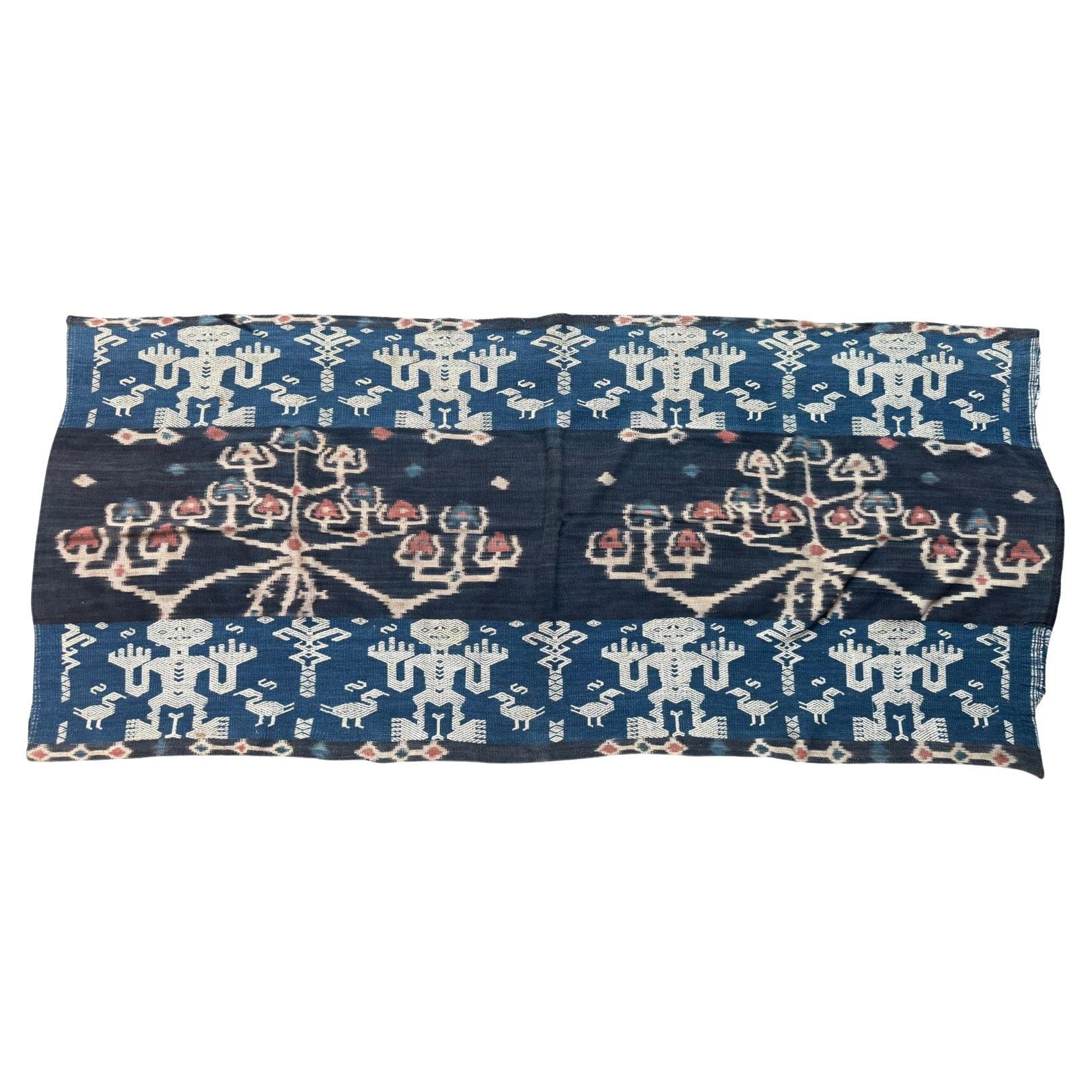 Rare Ikat Textile from Sumba Stunning Tribal Motifs 
Colors, Indonesia c. 1950 For Sale