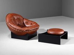 Rare Illum Wikkelsø for Ryesberg Møbler 'Apollo' with Ottoman in Leather