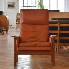 Rare Illum Wikkelsø Highback Leather Lounge Chair Set in Red Leather