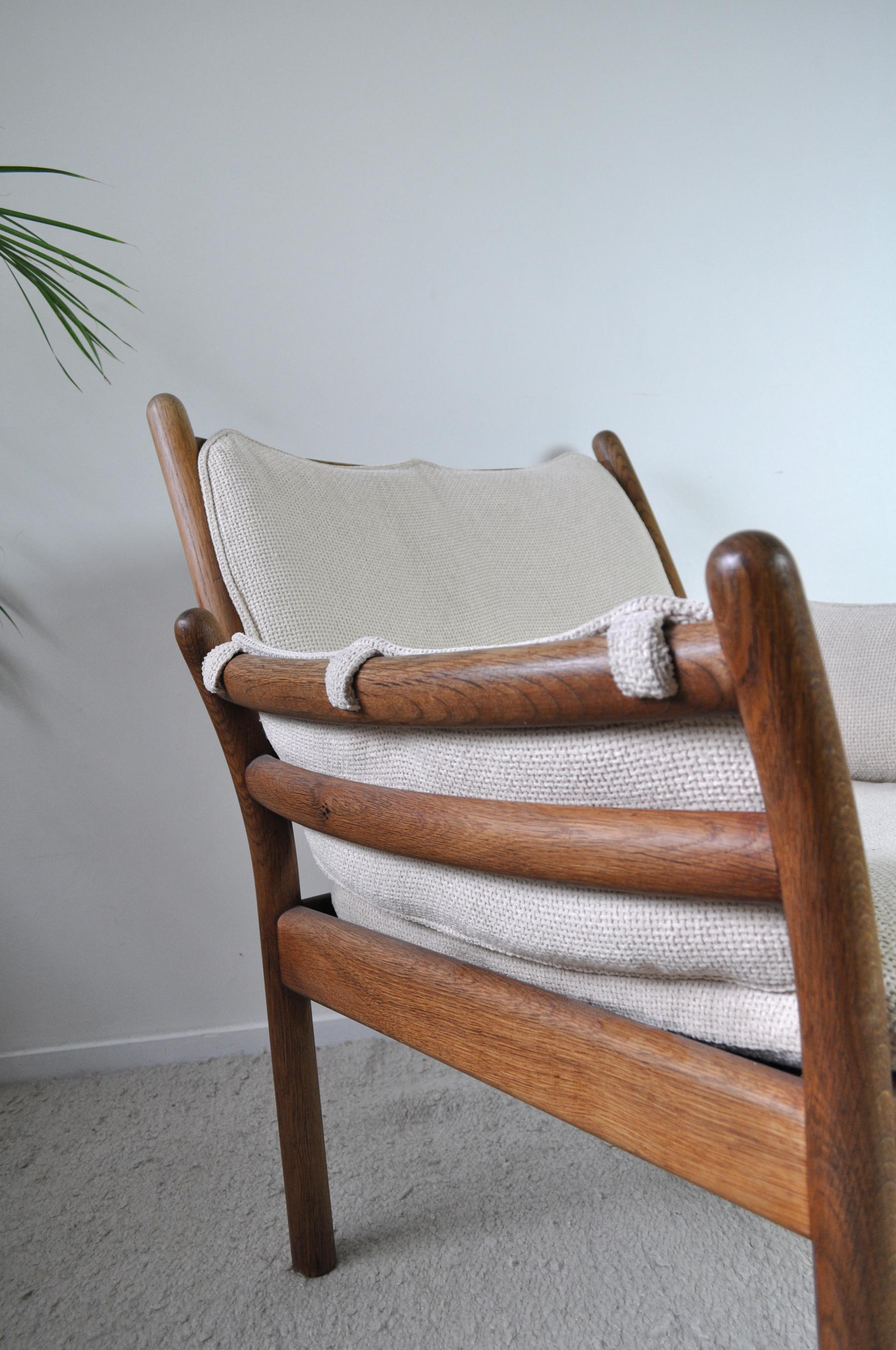 Scandinavian Modern Rare Illum Wikkelsø Lounge Chair Model Genius in Oak by CFC Silkeborg in Denmark