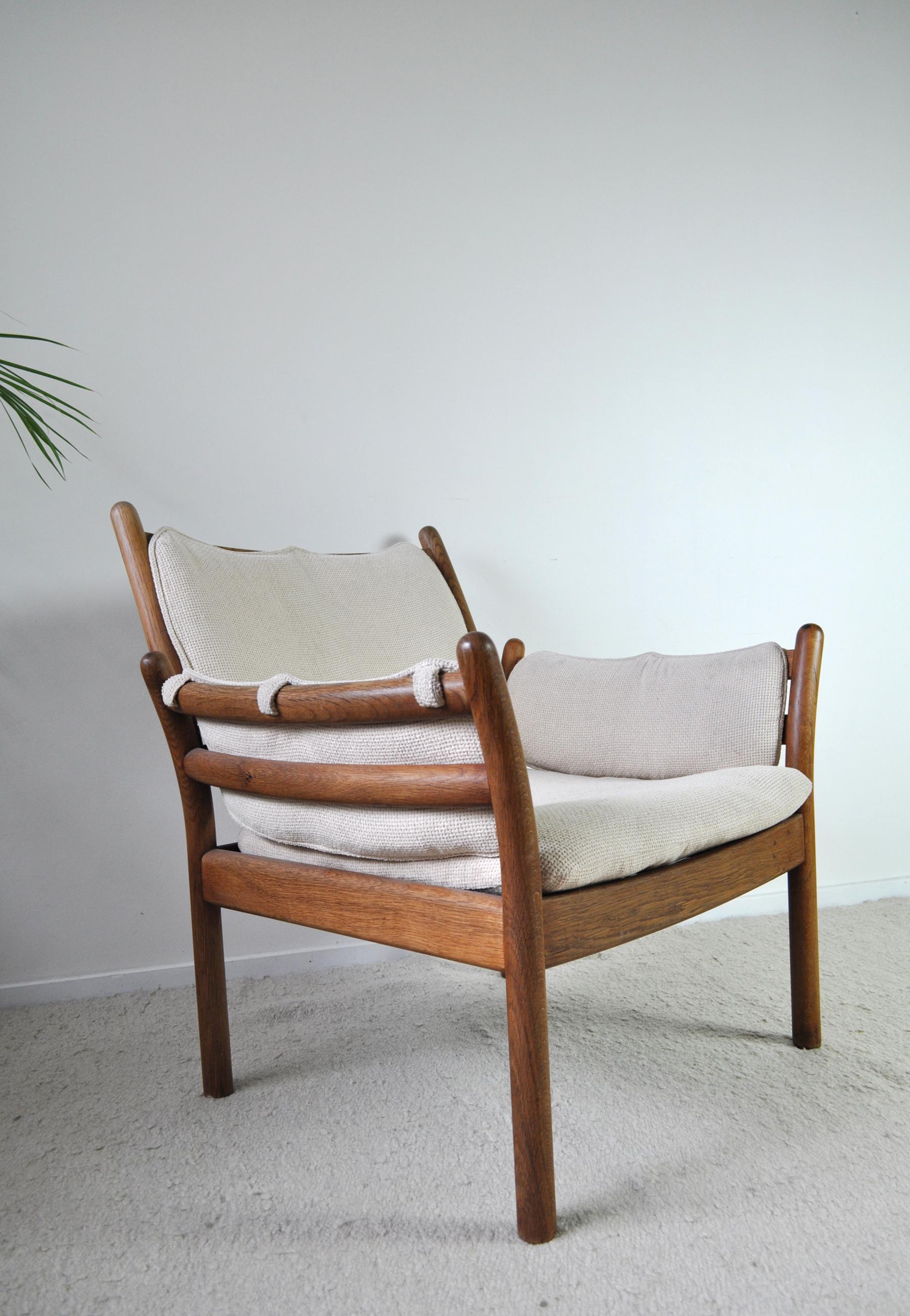 Rare Illum Wikkelsø Lounge Chair Model Genius in Oak by CFC Silkeborg in Denmark In Good Condition In Vordingborg, DK
