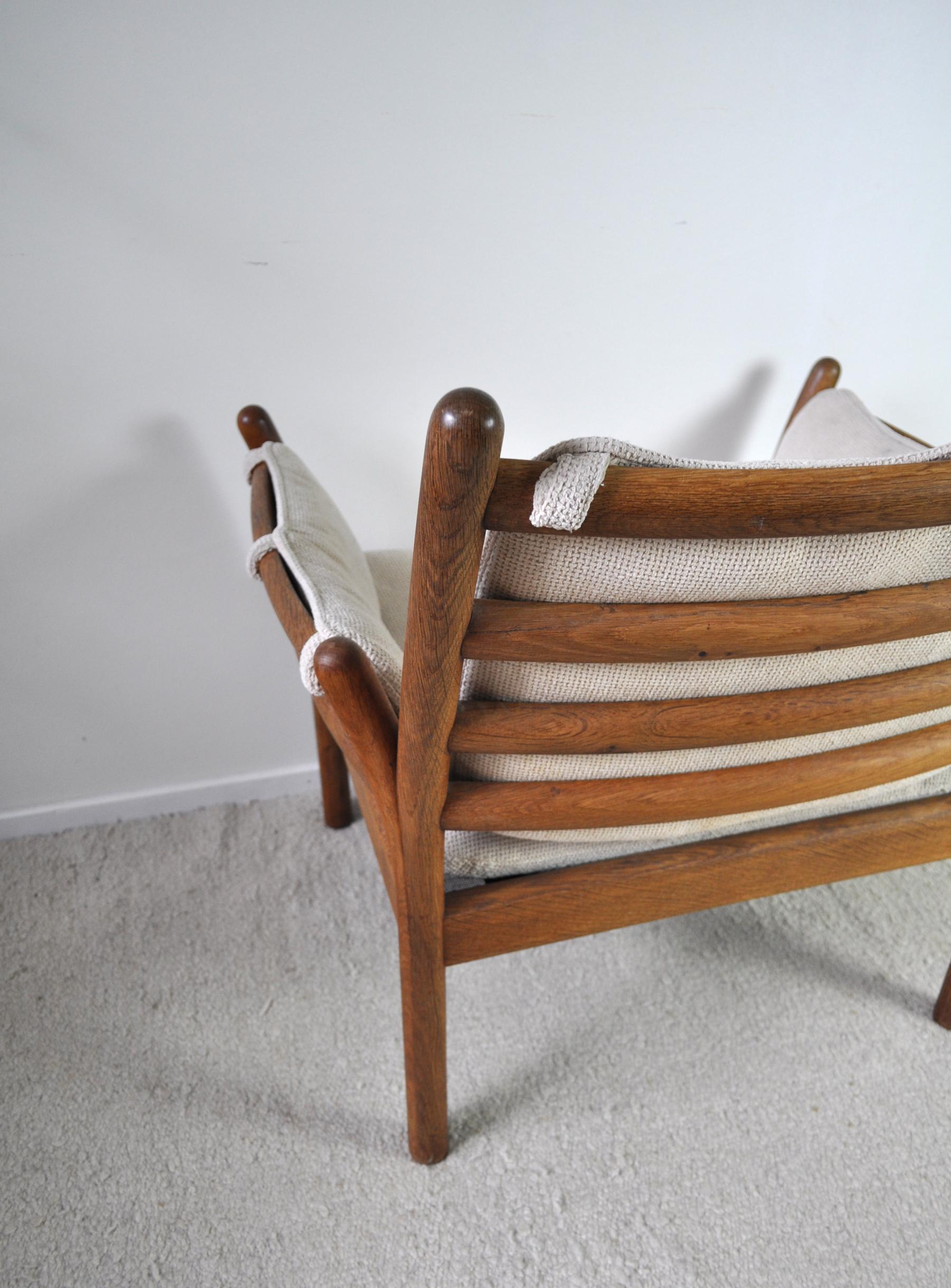 Fabric Rare Illum Wikkelsø Lounge Chair Model Genius in Oak by CFC Silkeborg in Denmark