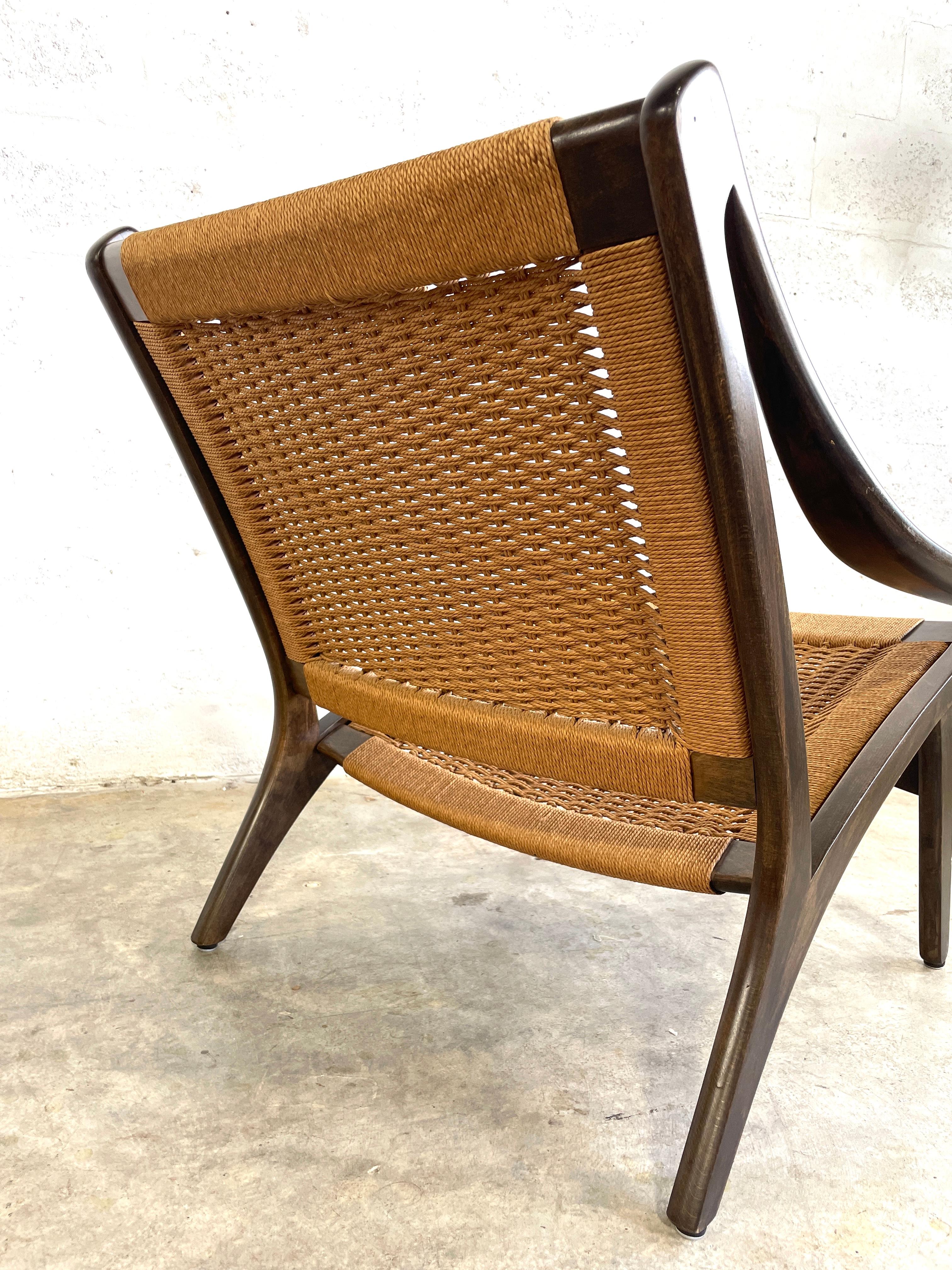 Raro sillón tejido ILLUM WIKKELSO para Niels Eilersen. cordón de papel original en asiento y respaldo