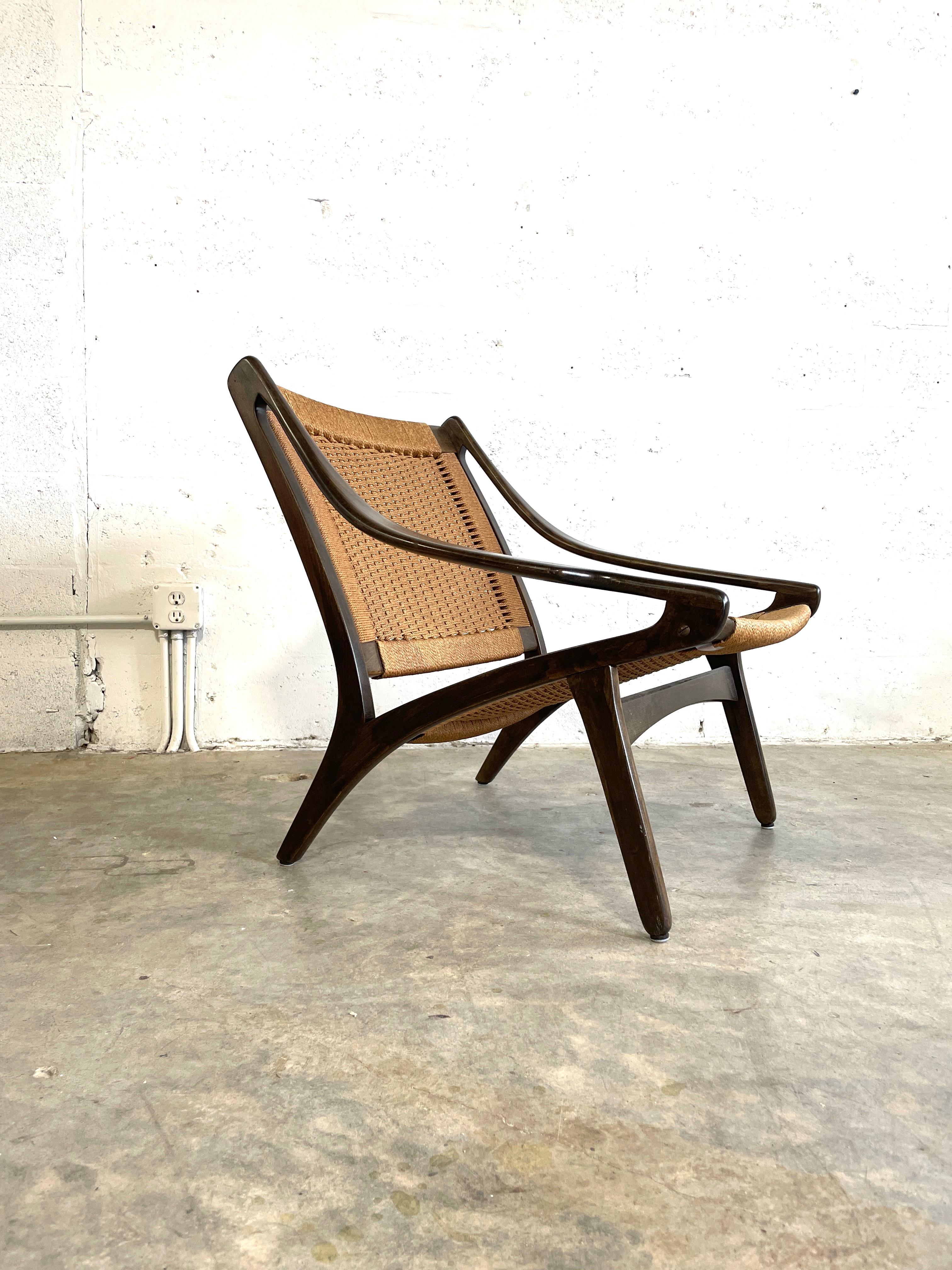 Raro Illum Wikkelso para N Eilersen Silla de salón tejida Danish Modern mediados del siglo XX en venta