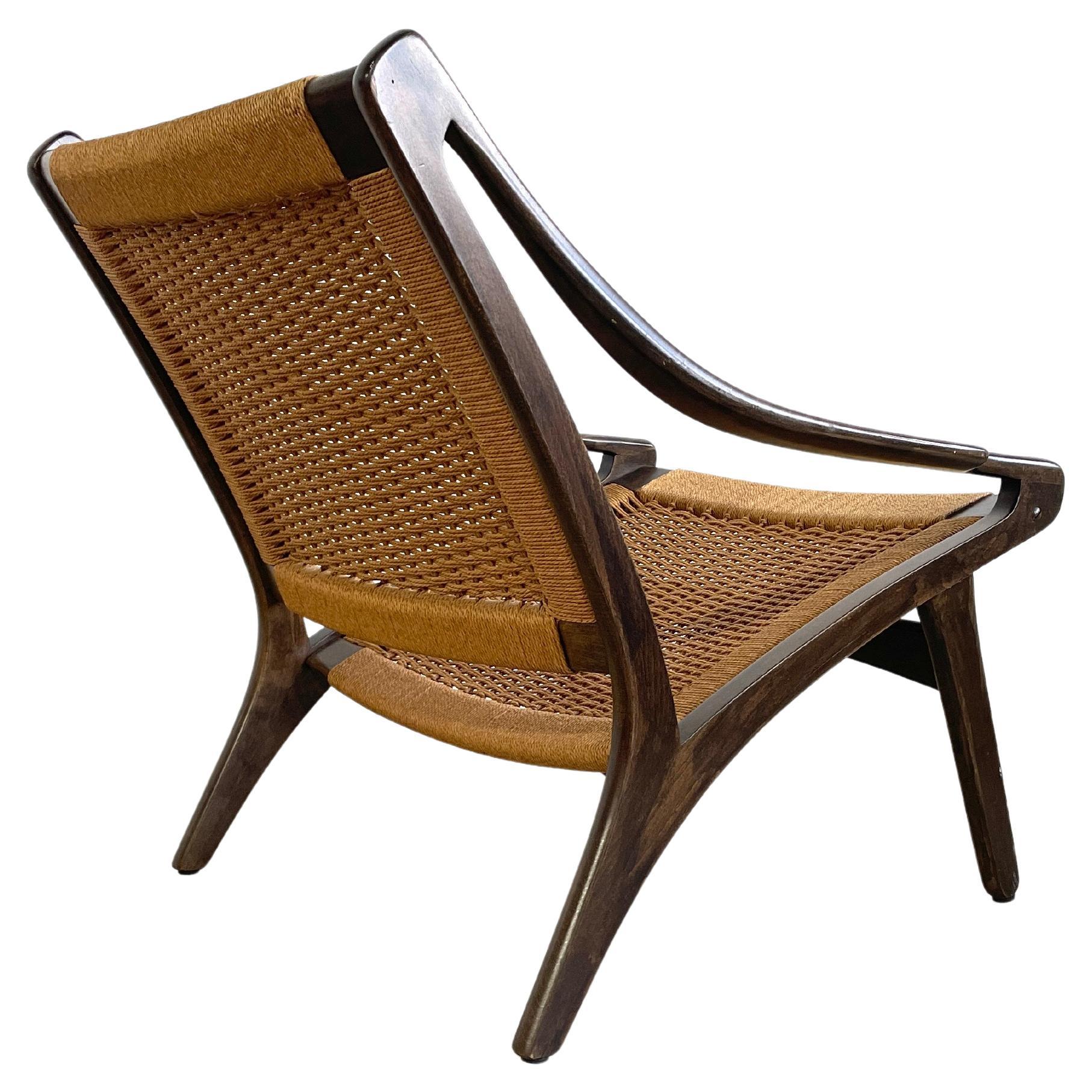 Rare Illum Wikkelso for N Eilersen Woven Lounge Chair Danish Modern
