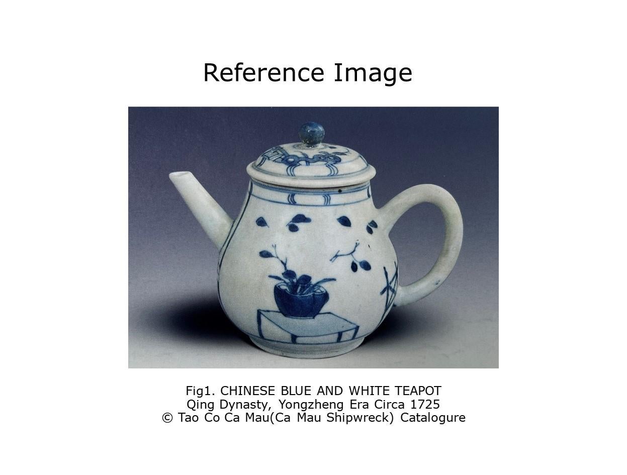 Rare 'Imari Pavilion' Blue And White Tea Set C 1725, Qing Dynasty, Yongzheng Era For Sale 6