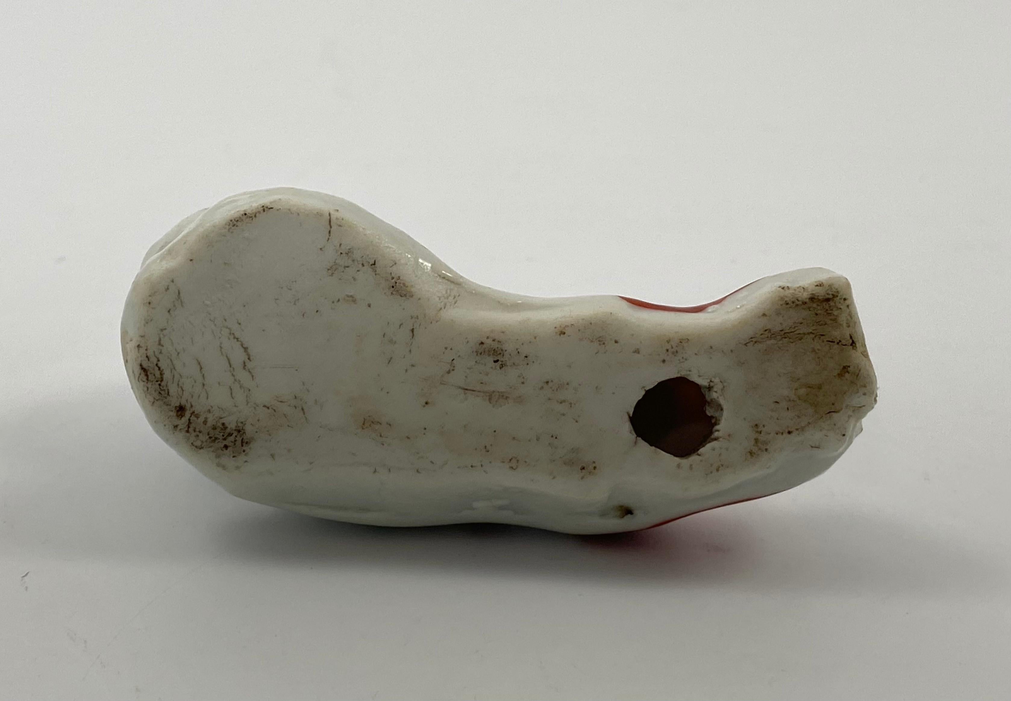 Fired Rare Imari Porcelain Whistle, Arita, Japan, c. 1690, Edo Period