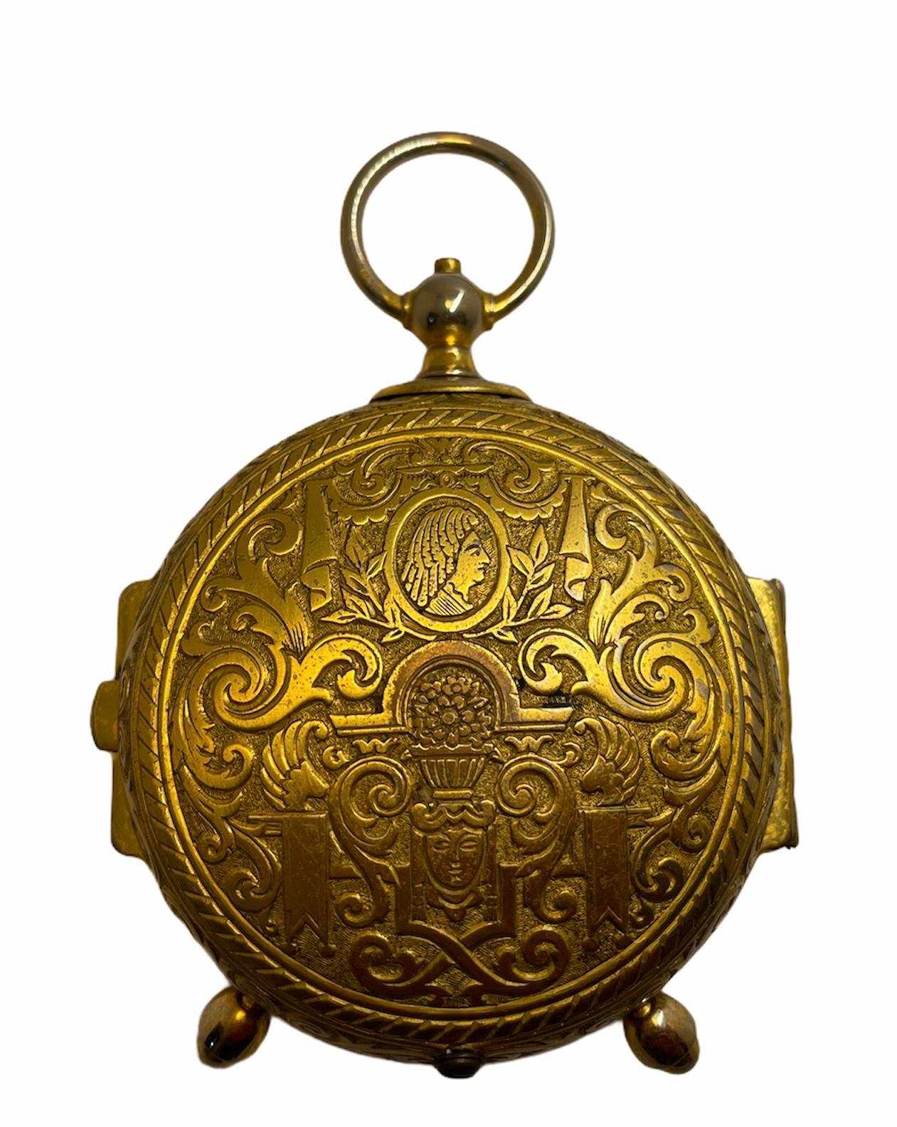 Seltene IMHOF Bronze-Emaille-Hängelampe, Reiseuhr im Angebot 4