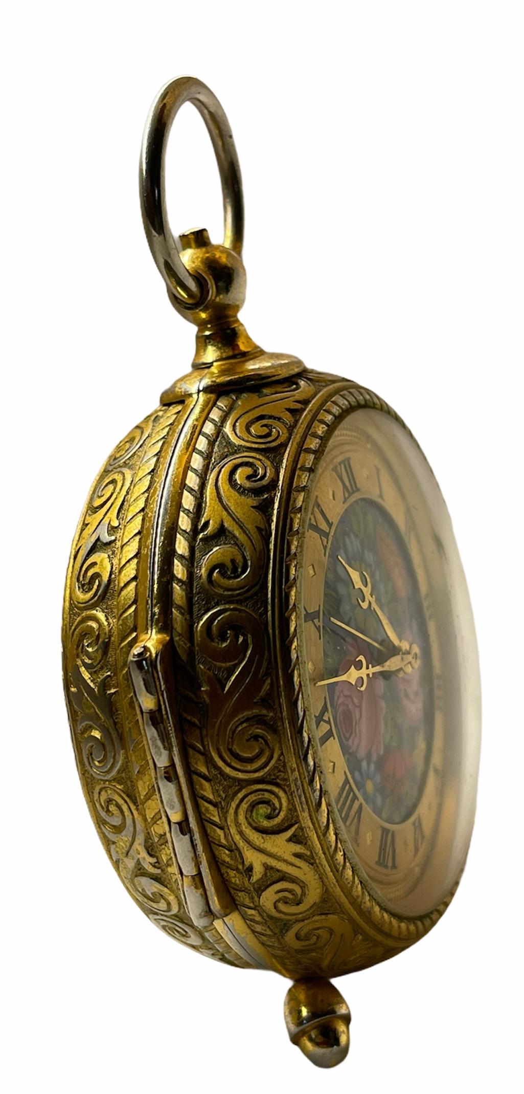 Swiss Rare IMHOF Bronze Enamel Alarm Travel Clock For Sale