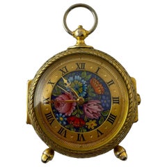 Rare IMHOF Bronze Enamel Alarm Travel Clock