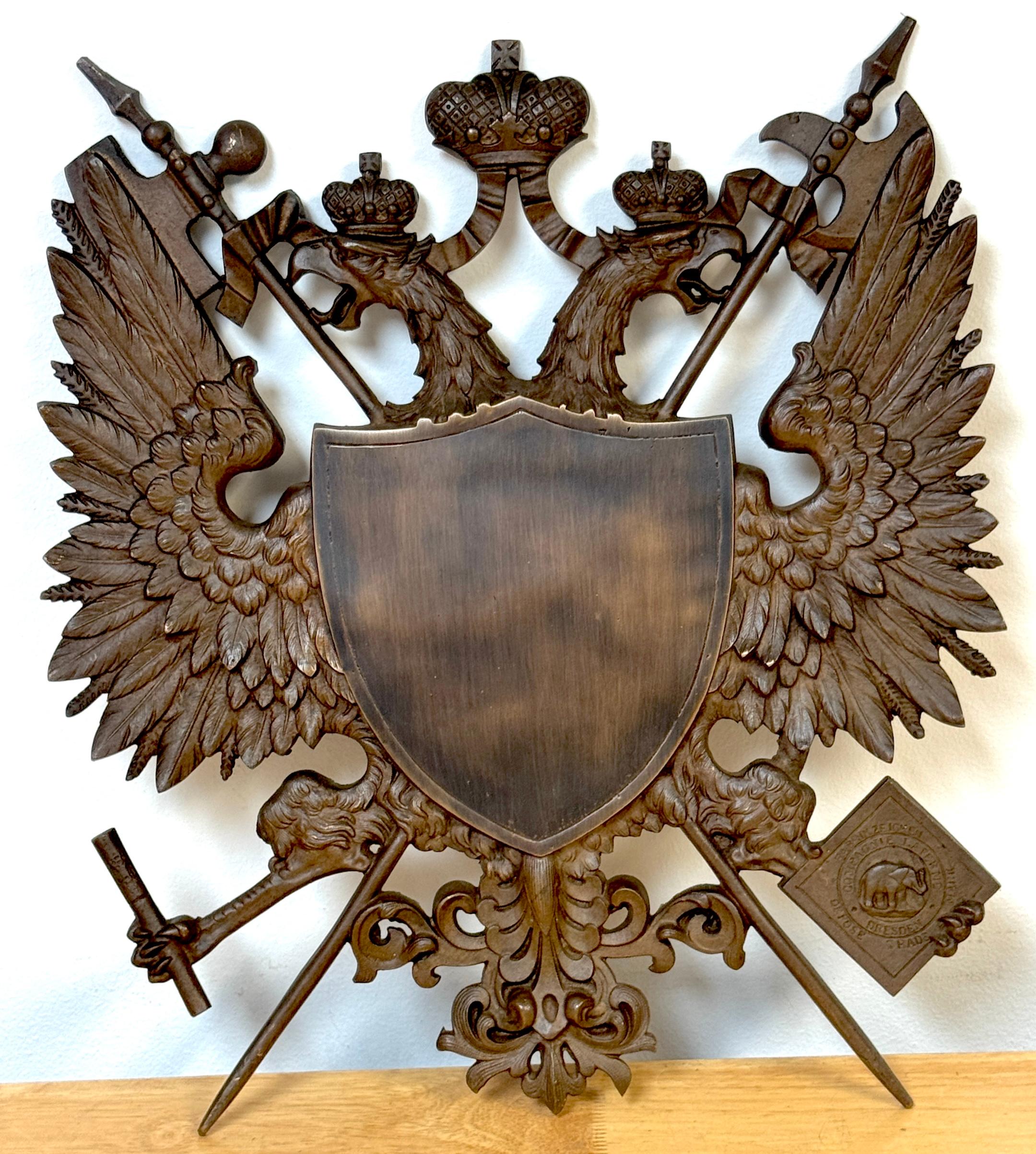 Seltene kaiserlich-russische Bronzeadler-Plakette von Henry-Bonnard & J.F. Zimmerman & Co. (Hochviktorianisch)