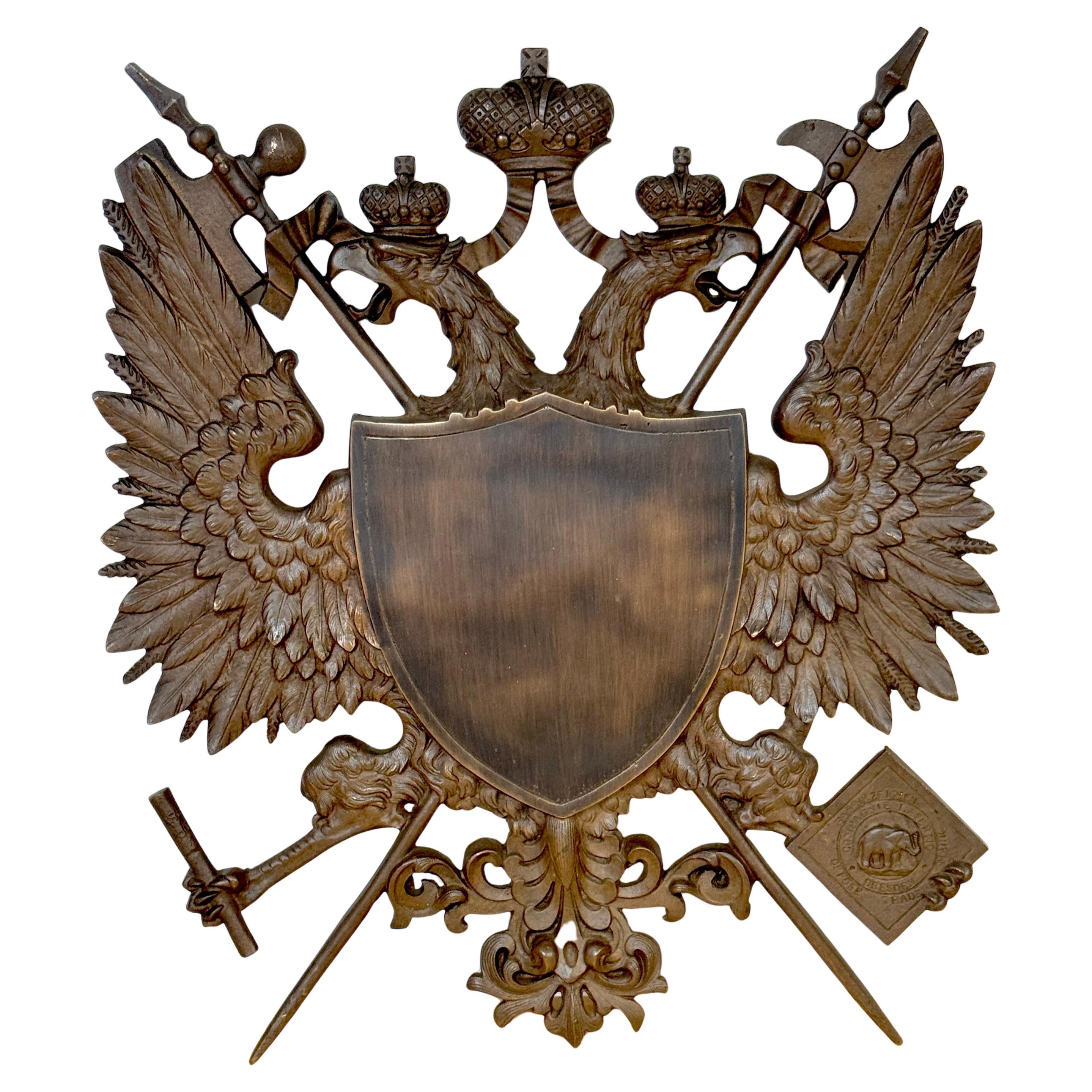 Rare plaque impériale russe en bronze représentant un aigle par Henry-Bonnard & J.F. Zimmerman & Co