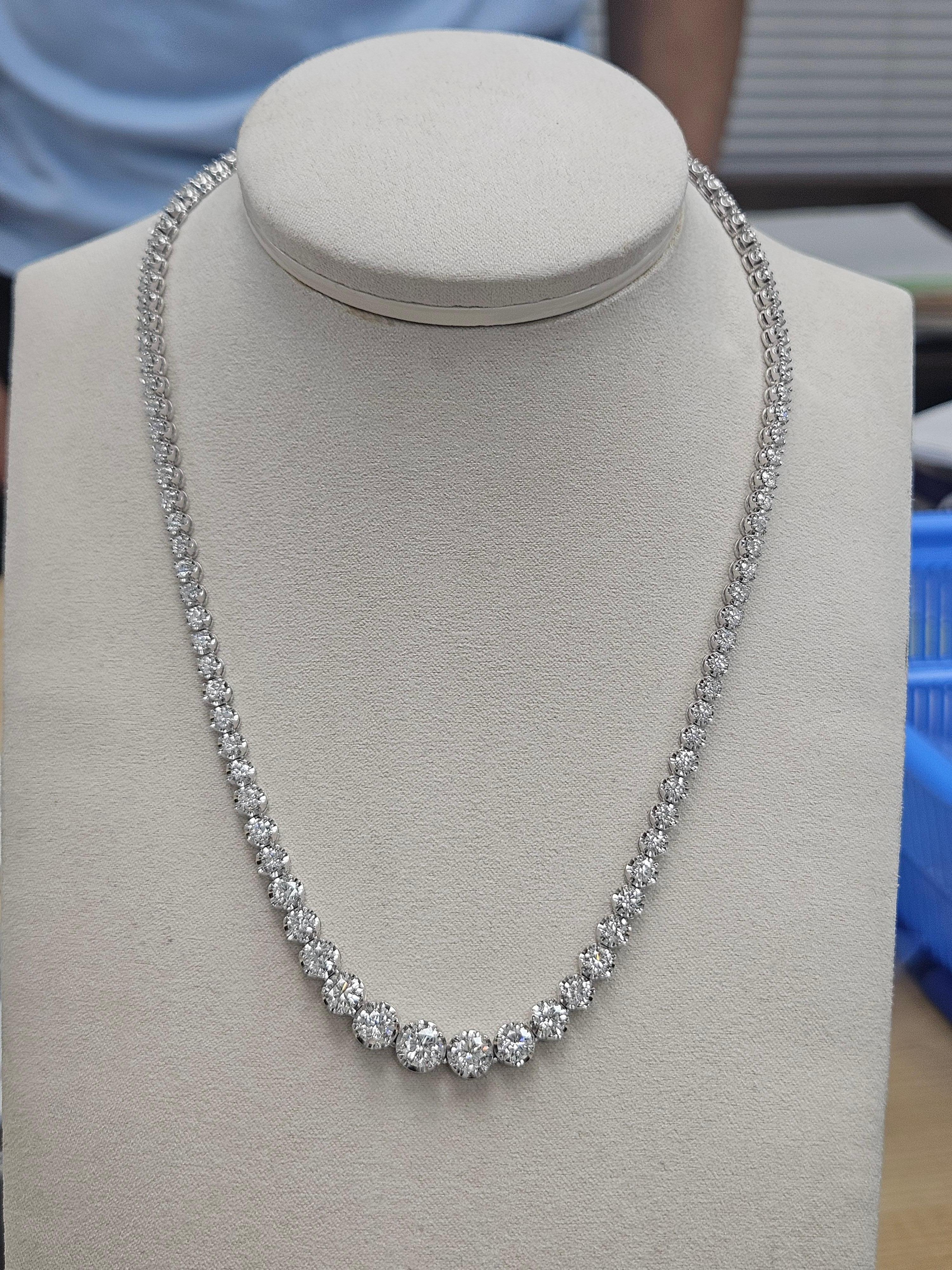 Mixed Cut Rare Important 18KT Gold Gorgeous Glittering Fancy Diamond Tennis Necklace For Sale