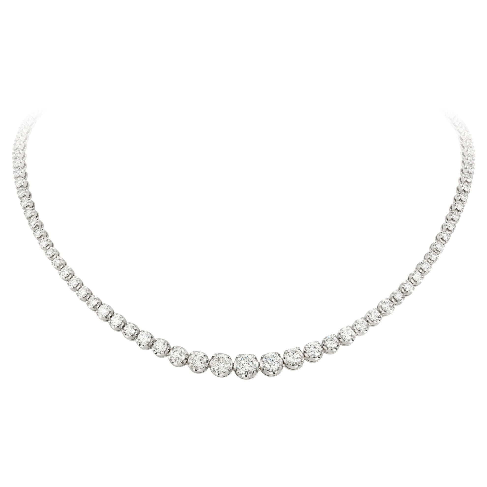 Rare Important 18KT Gold Gorgeous Glittering Fancy Diamond Tennis Necklace For Sale